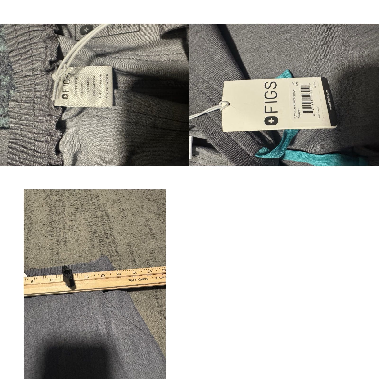 Vintage Figs Womens Gray Regular Scrubs YOLA Skinny Pants NWT Size Small Size 28" / US 6 / IT 42 - 9 Thumbnail