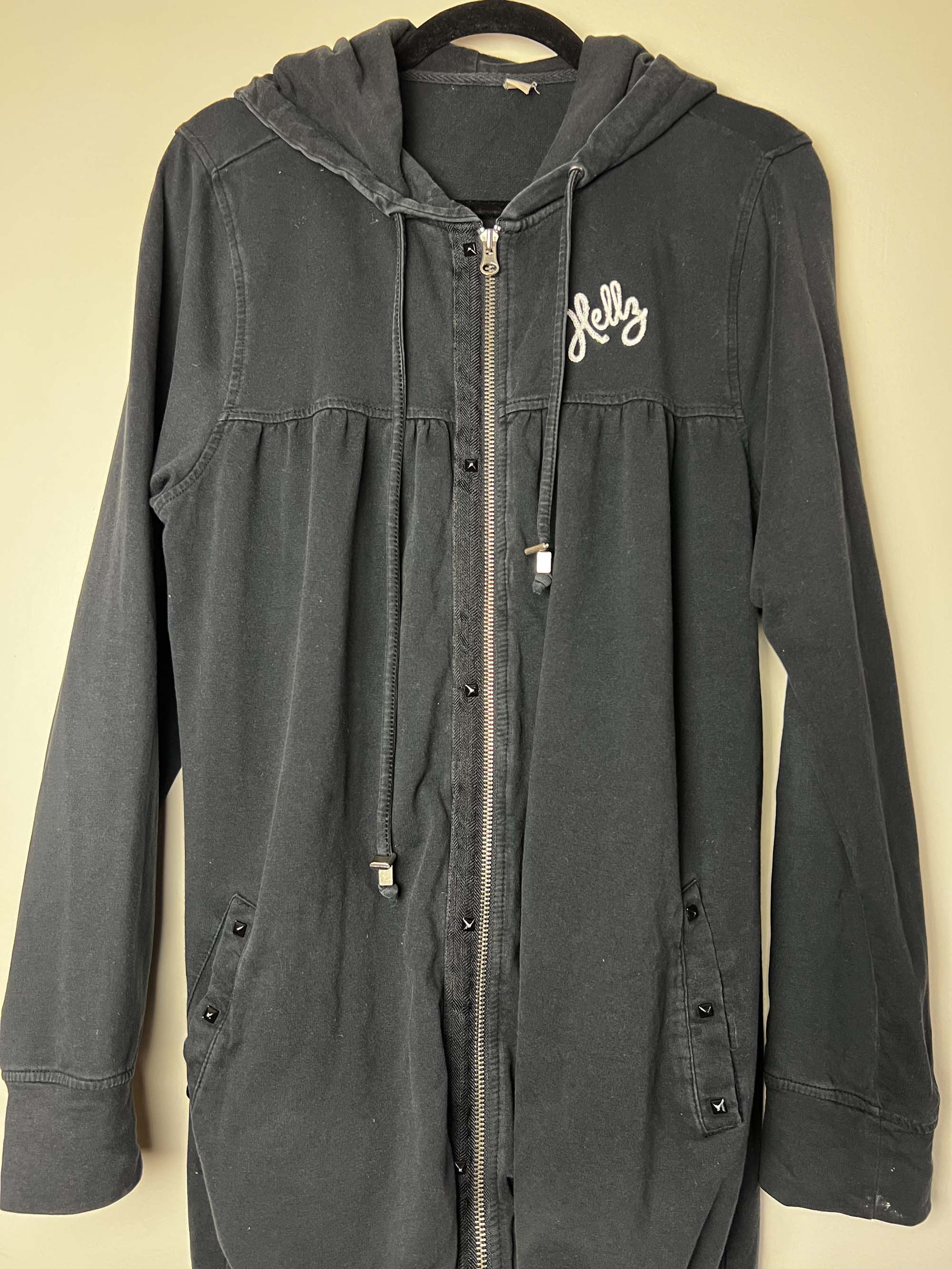 Hells Bells Vintage 2006 Black Hellz Bellz Rockabilly Zip Up Long Hoodie Size L / US 10 / IT 46 - 3 Thumbnail