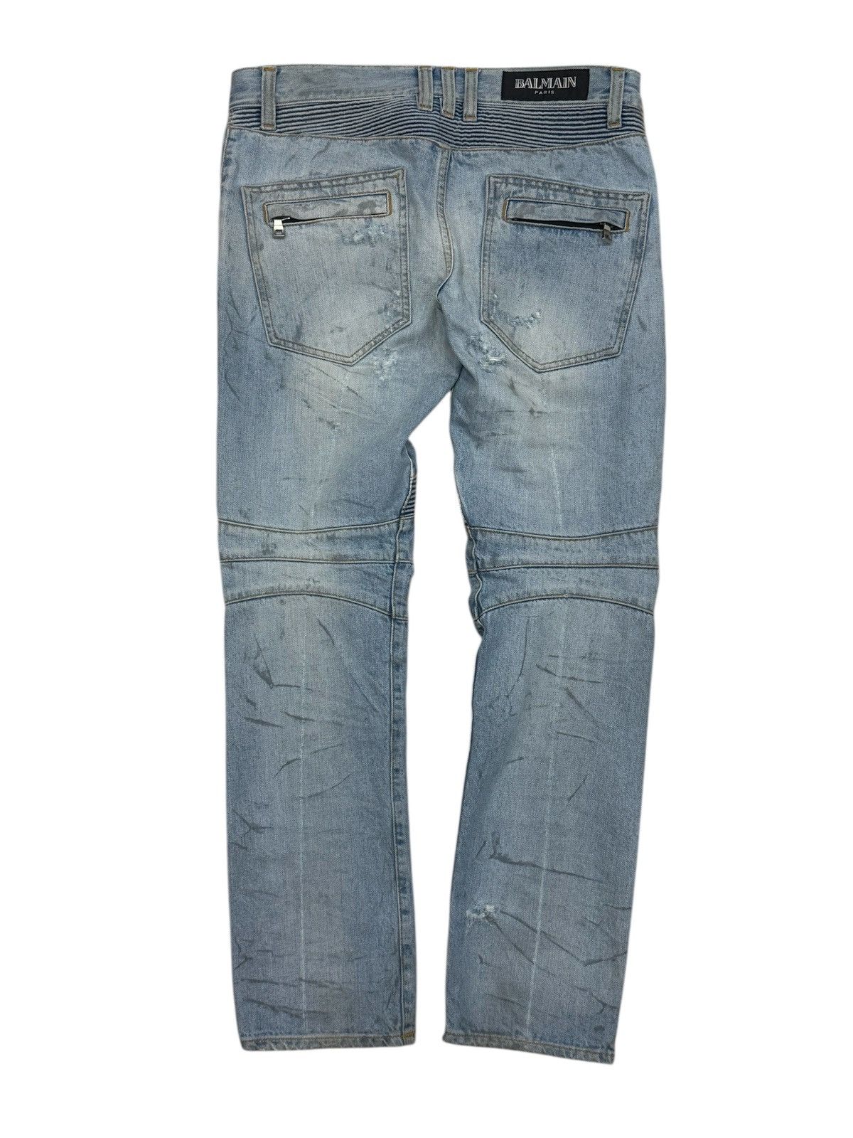 Balmain SS11 Distressed Eagle Coin Biker Denim Christophe Decarnin Size US 29 - 6 Thumbnail