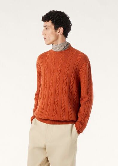 Loro Piana os11x0226 FAQ4517 Cedar Crewneck Sweater in Carrot Cream Size US L / EU 52-54 / 3 - 4 Thumbnail