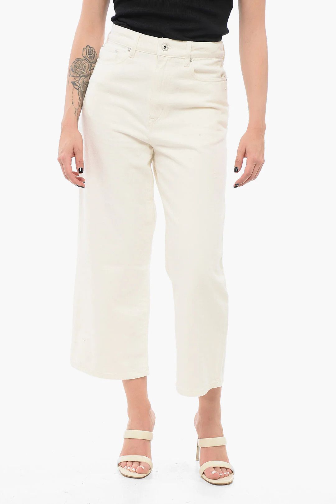 Kenzo og1mm0426 Cropped Fit Jeans in White Size 28" / US 6 / IT 42 - 1 Thumbnail