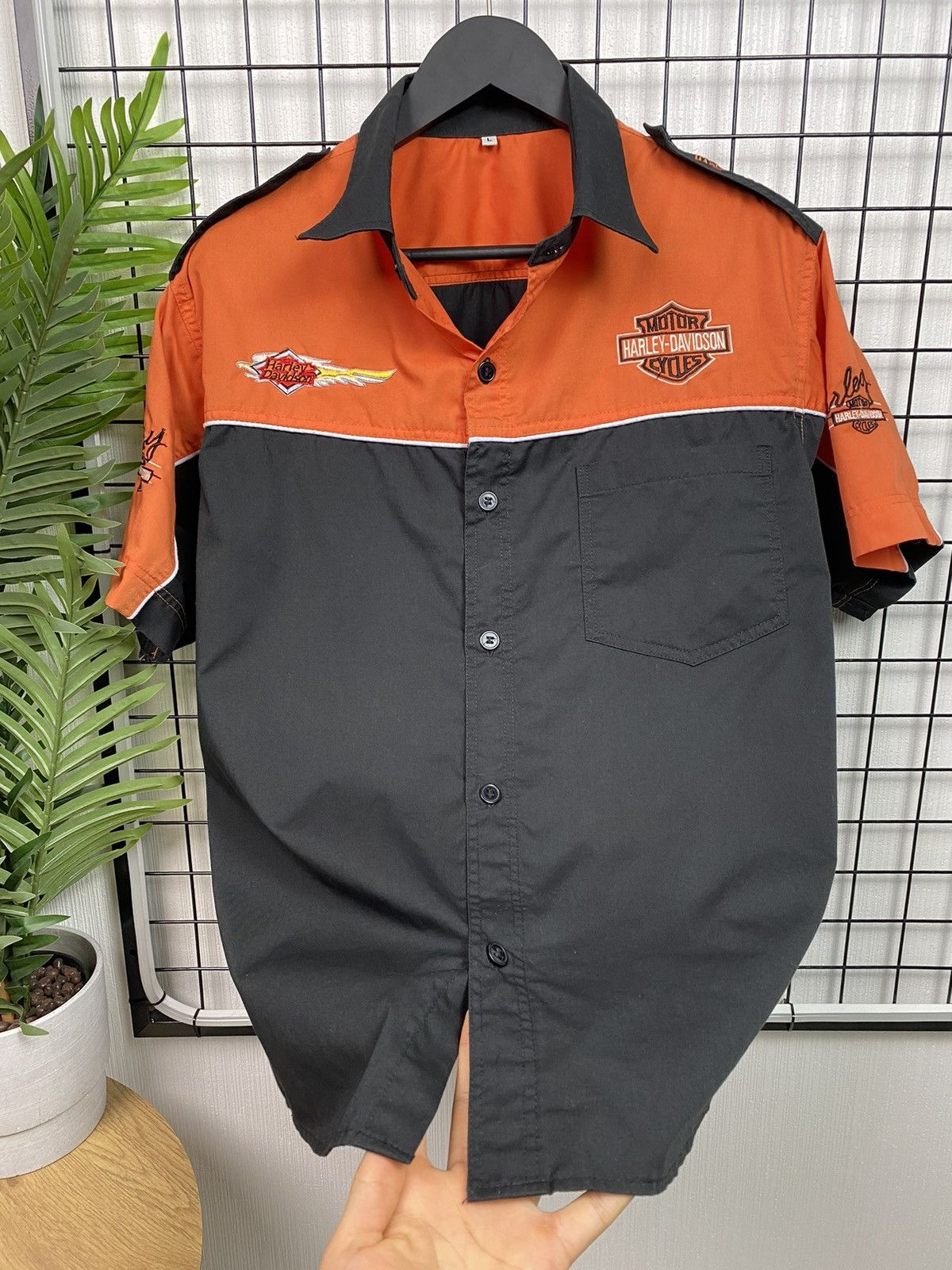 Vintage Vintage Harley Davidson Big Logo Short Sleeve Button Shirt L Size US L / EU 52-54 / 3 - 6 Thumbnail