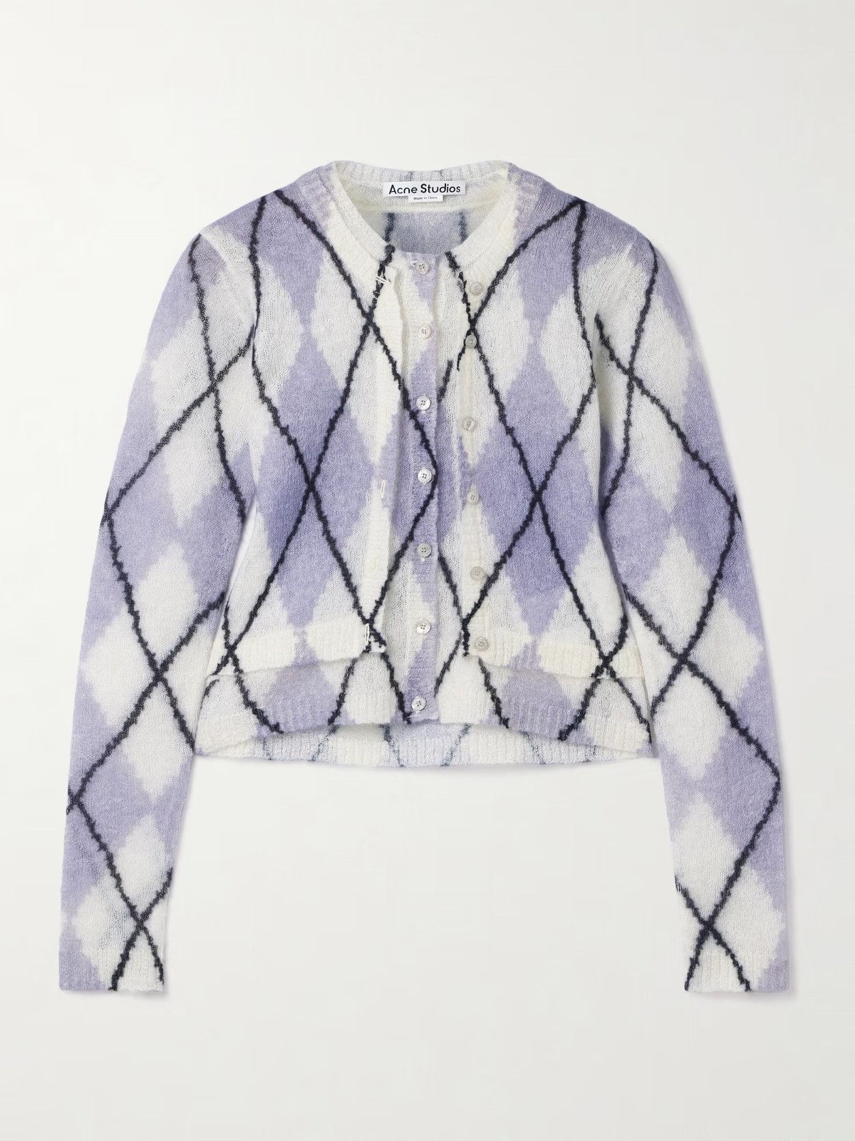 Acne Studios o1tko10526 Layered Argyle Mahair Cardigan in Multicolor Size S / US 4 / IT 40 - 1 Thumbnail