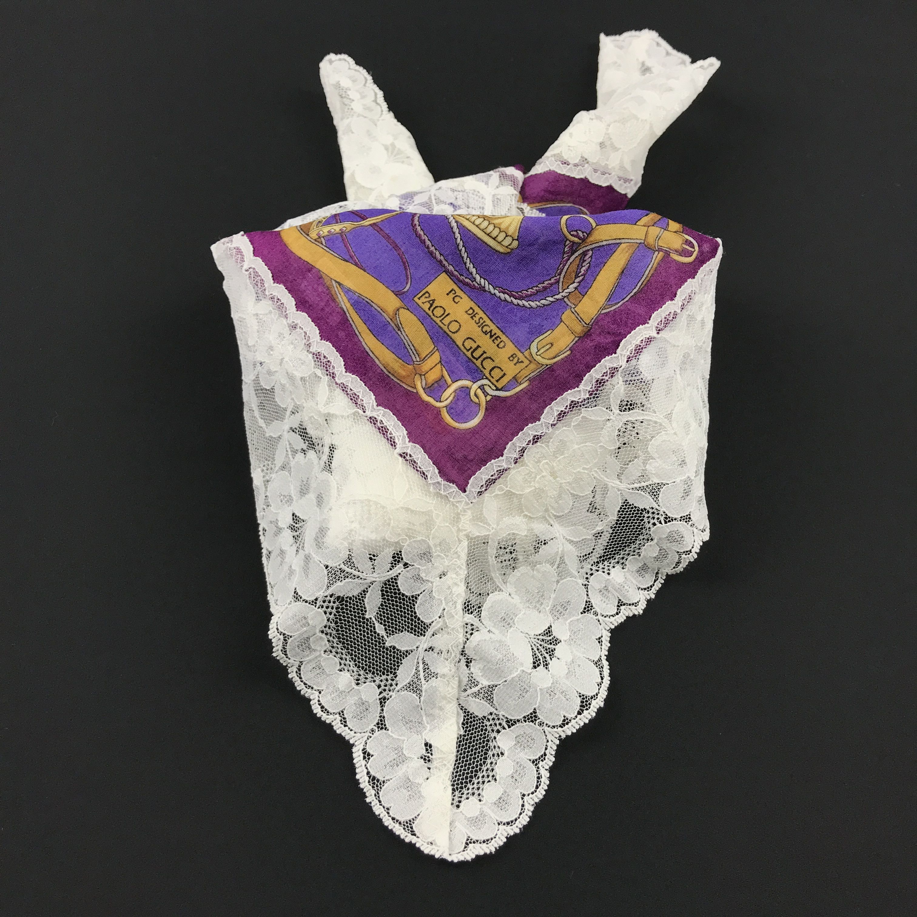 Paolo Gucci × Vintage Paolo Gucci Embroidery Bandana Neckerchief Handkerchief Size ONE SIZE - 4 Thumbnail