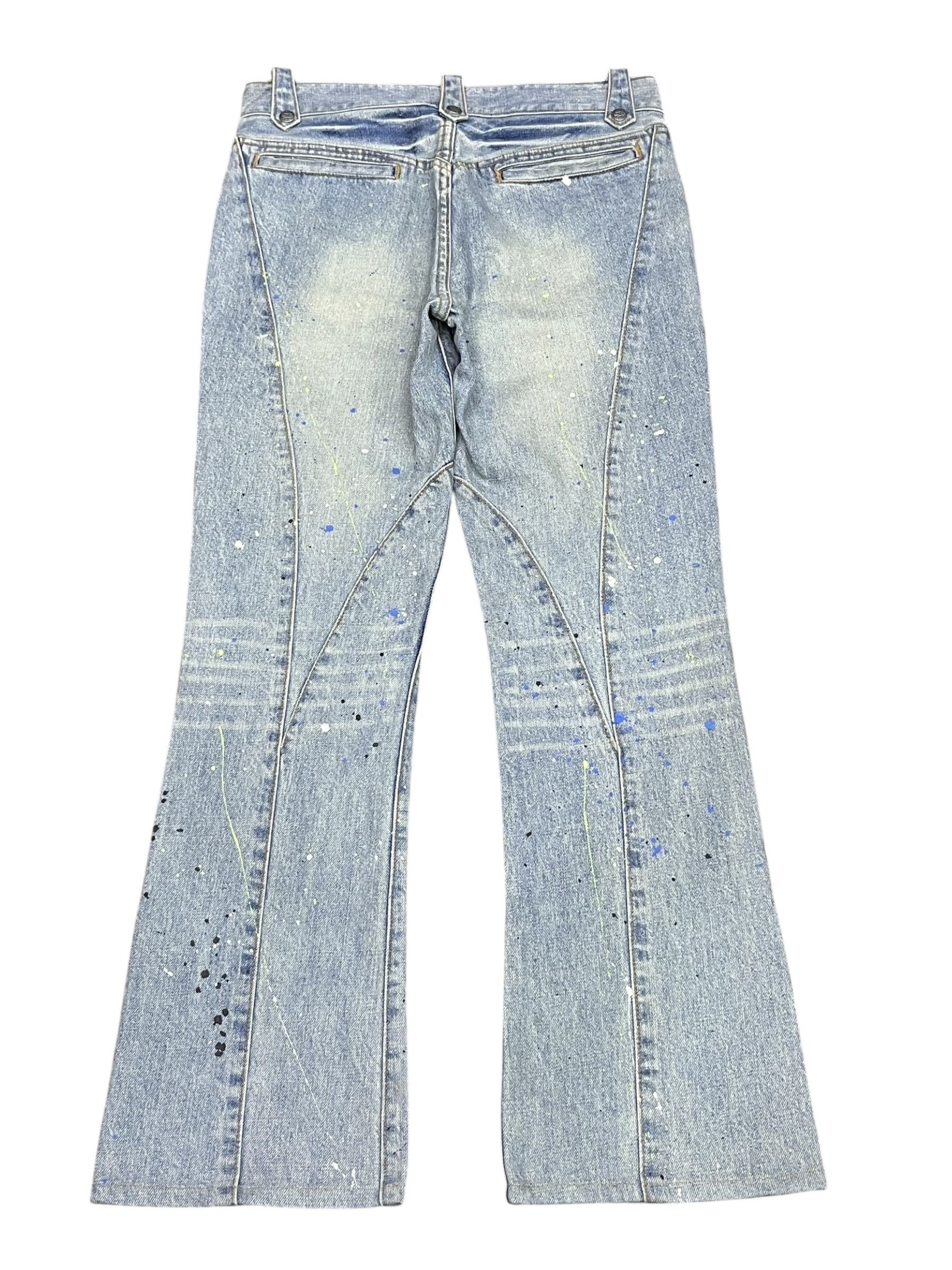 Schlussel 💥Y2K Schlussel Flare Denim Spliced Studs & Splatter RARE Size US 30 / EU 46 - 9 Thumbnail