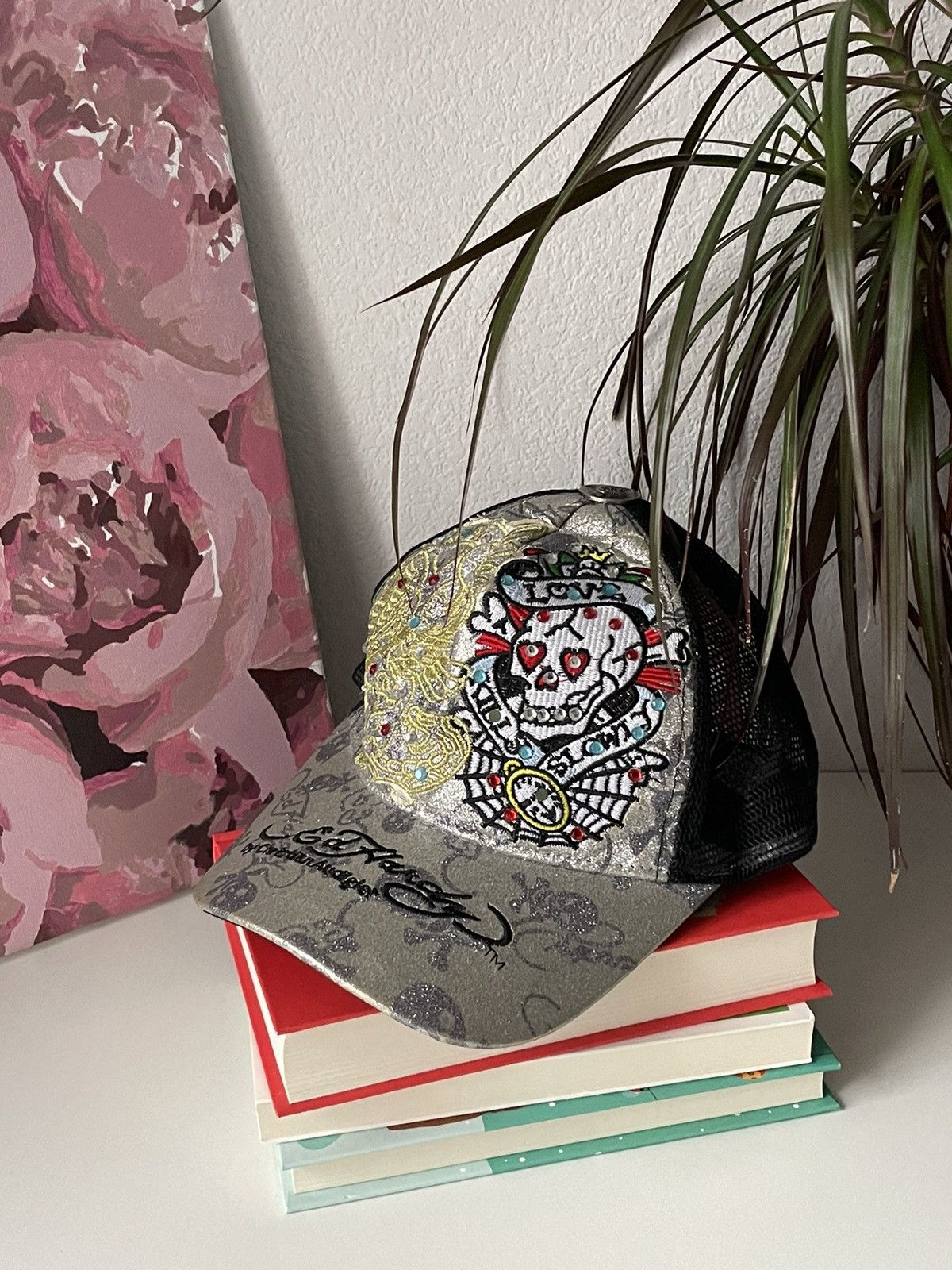Christian Audigier × Ed Hardy × Japanese Brand Vintage Ed Hardy By Christian Audigier Cap Y2K Hat VERY RARE Size ONE SIZE - 2 Thumbnail