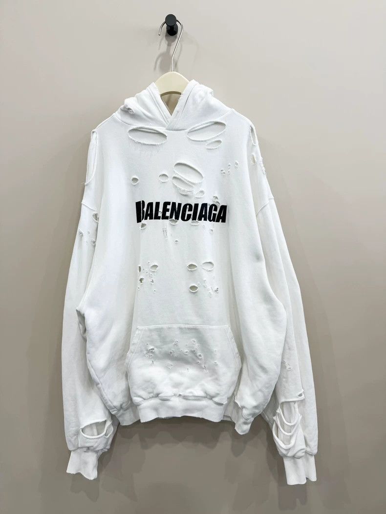 Balenciaga Destructed Print Hoodie XS Size-dmc