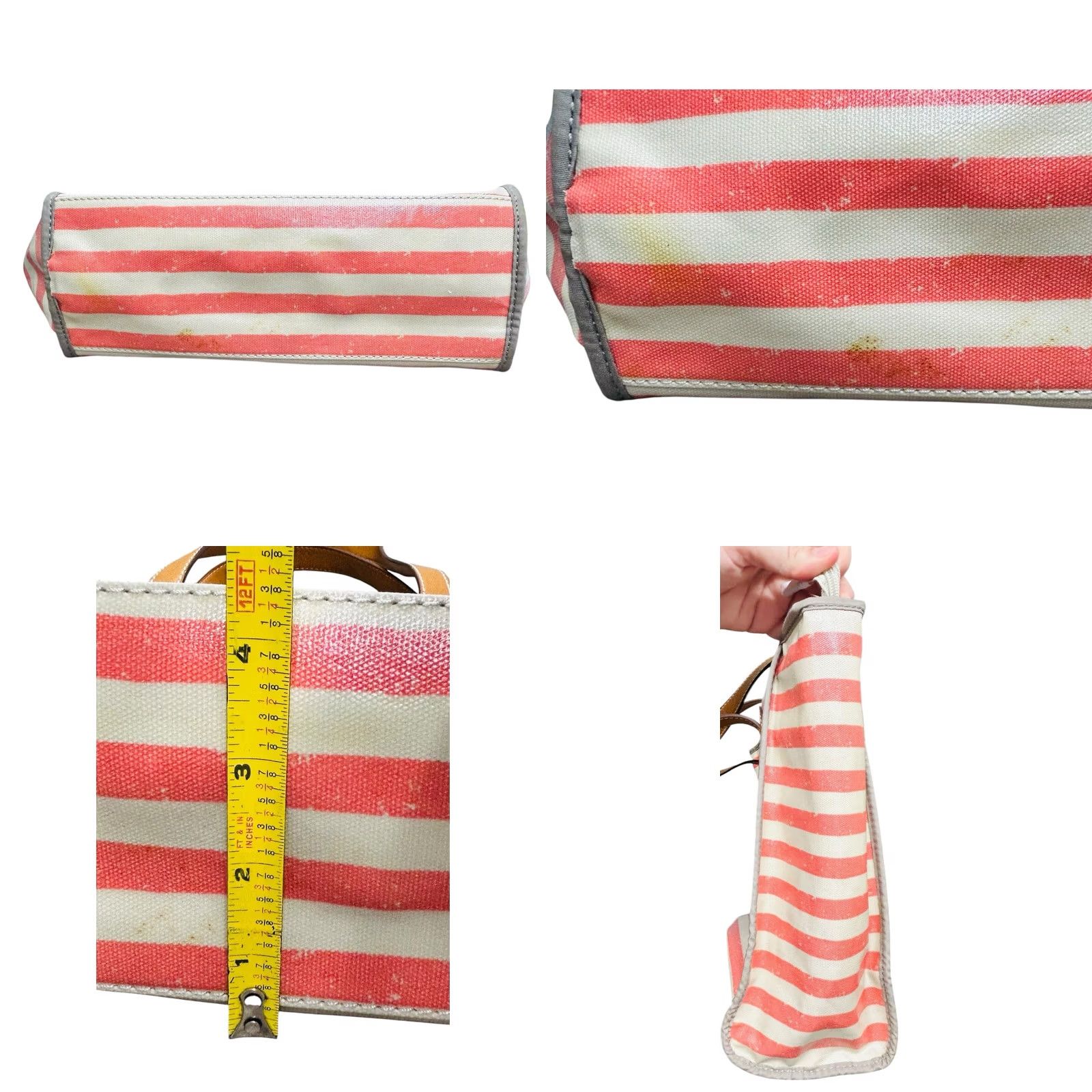 Fossil Fossil Coral Multi Pink Striped Shoulder Bag Women Tote Purse W/ Defects, New, with Stain On Top & Bottom, Email Pictures for Details Size ONE SIZE - 10 Thumbnail