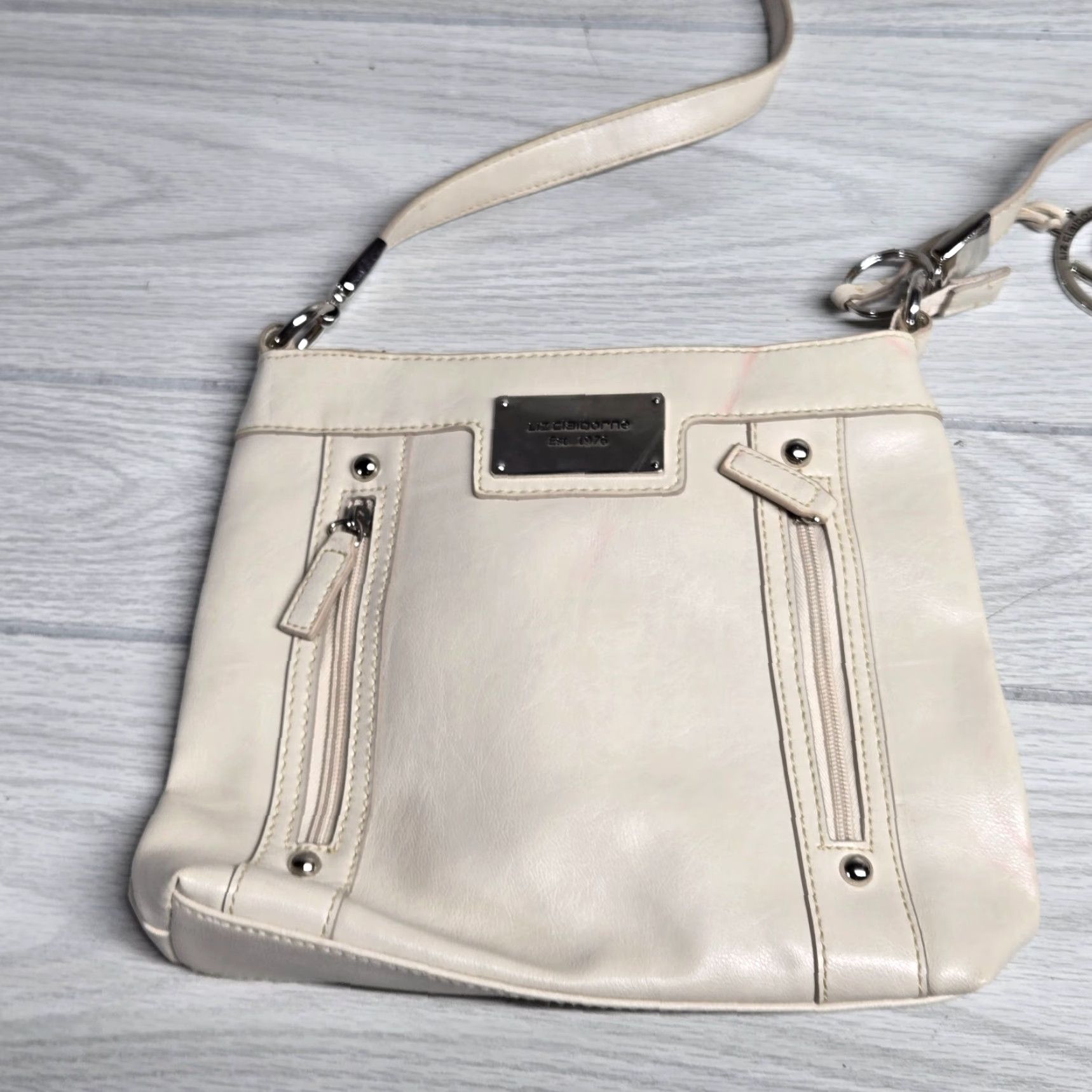 Liz Claiborne Liz Claiborne Women's Beige Leather Crossbody Bag - Adjustable Strap, Inner Pockets, Zip Closure, Classic Style Size ONE SIZE - 2 Thumbnail