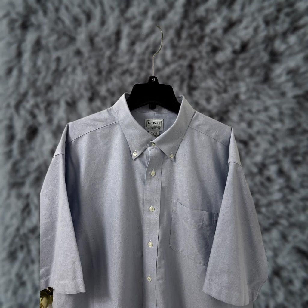 Vintage VINTAGELL Bean Shirt Mens 17.5 Blue Comfort Stretch Oxford Traditional Fit S/S 215174 Size US XXL / EU 58 / 5 - 1 Thumbnail