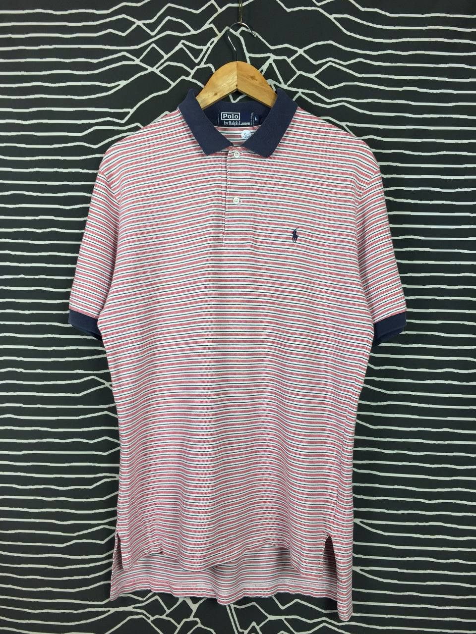 Polo Ralph Lauren × Vintage Vtg Polo Ralph Lauren Small Pony Striped Polo Tee Size US L / EU 52-54 / 3 - 2 Thumbnail