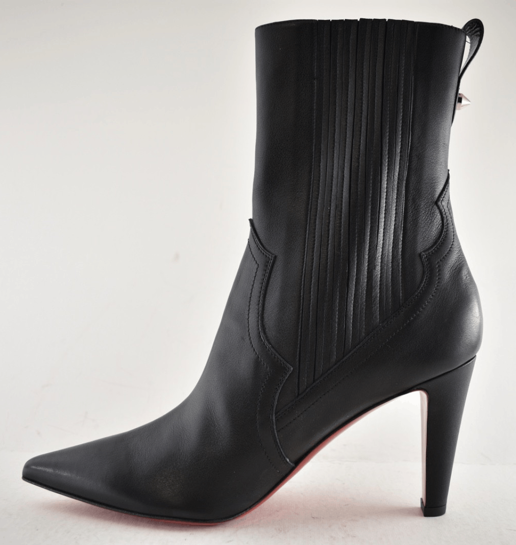 Christian Louboutin Santigag 85 Black Calf Leather Mid Calf Ankle Heel Boot 37 Size US 7 / IT 37 - 13 Thumbnail