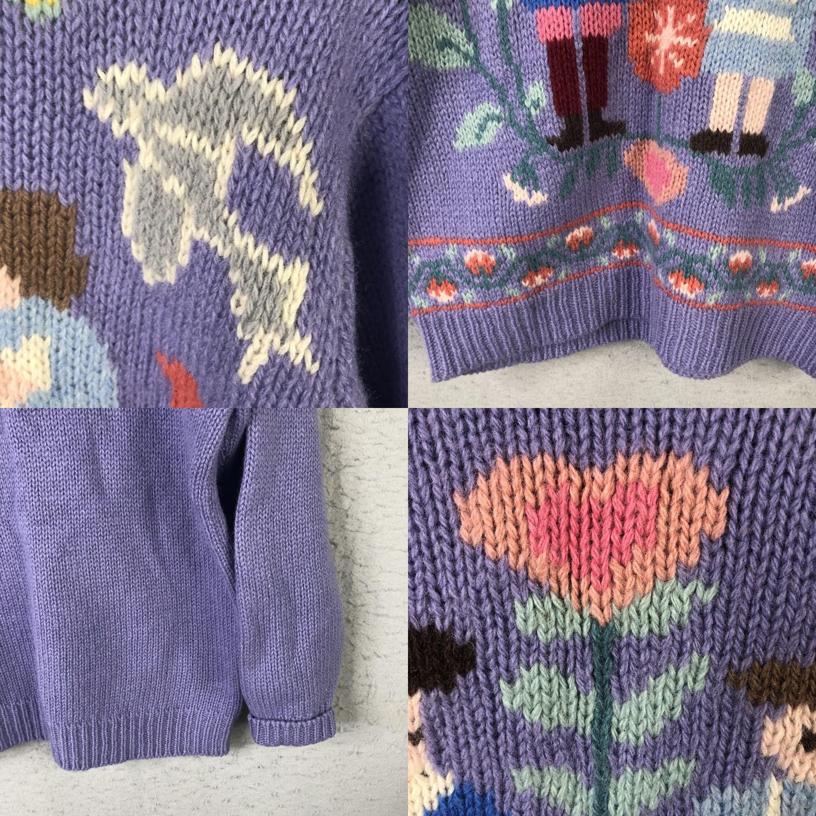Folk VINTAGE Deans Of Scotland Sweater Women L Wool Folk Art Couple Graphic Knit Love Country Size L / US 10 / IT 46 - 9 Thumbnail