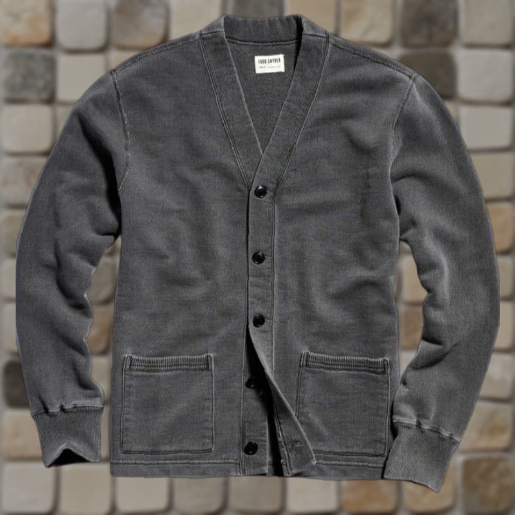 Todd Snyder Todd Snyder Men's Cardigan Sweatshirt Shirt XL Gray 100% Cotton French Terry V-Neck Buttoned Knit Size US XL / EU 56 / 4 - 1 Thumbnail