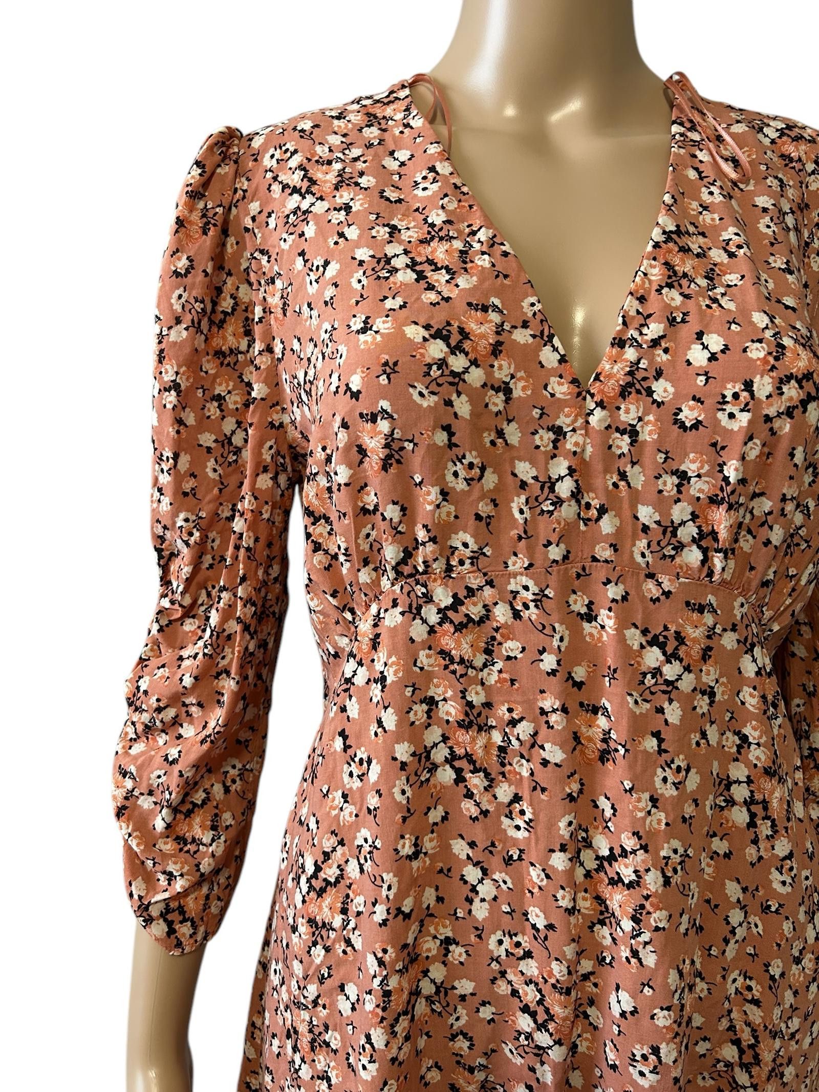 Designer Chic Floral Puff Sleeve Mini Dress Size M / US 6-8 / IT 42-44 - 3 Thumbnail