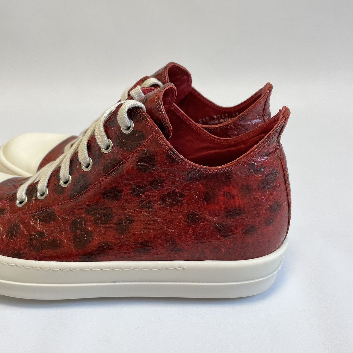 Rick Owens S/S 17 Red Wolf Fish Leather Ramones Sneakers Size US 8 / EU 41 - 12 Thumbnail