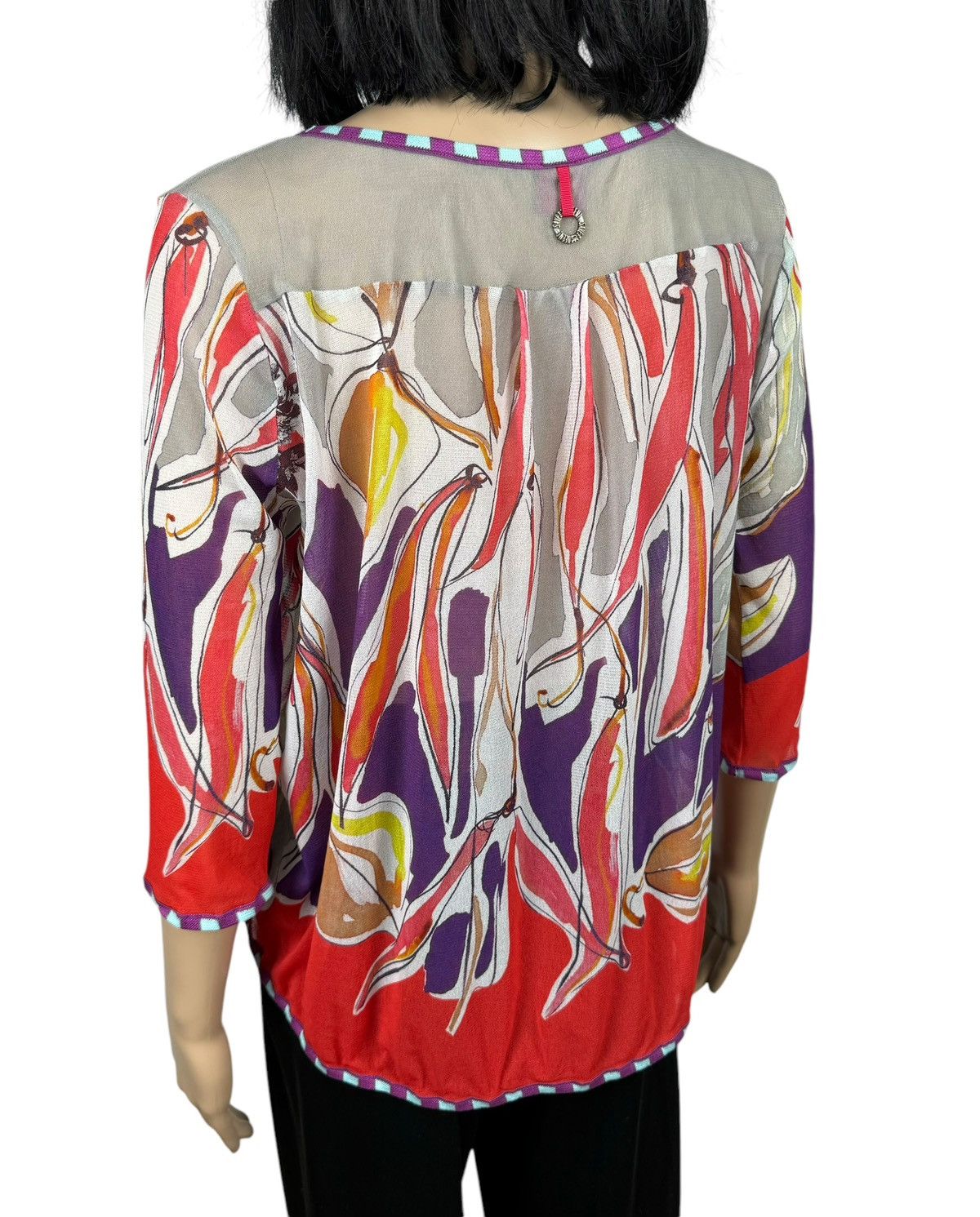 Designer Save The Queen Printed Nylon Blouse Mesh Trim size S Size S / US 4 / IT 40 - 6 Thumbnail