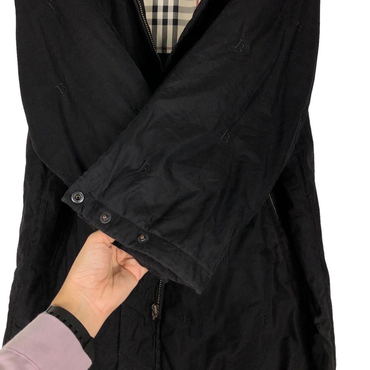 Burberry 🔥Vintage Long Jacket Rich Black Nova Check Burberry London Size US M / EU 48-50 / 2 - 13 Thumbnail