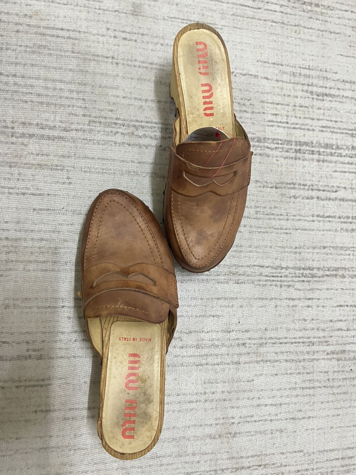 Miu Miu Miu miu leather wood sandal Size US 4.5 / IT 34.5 - 4 Thumbnail
