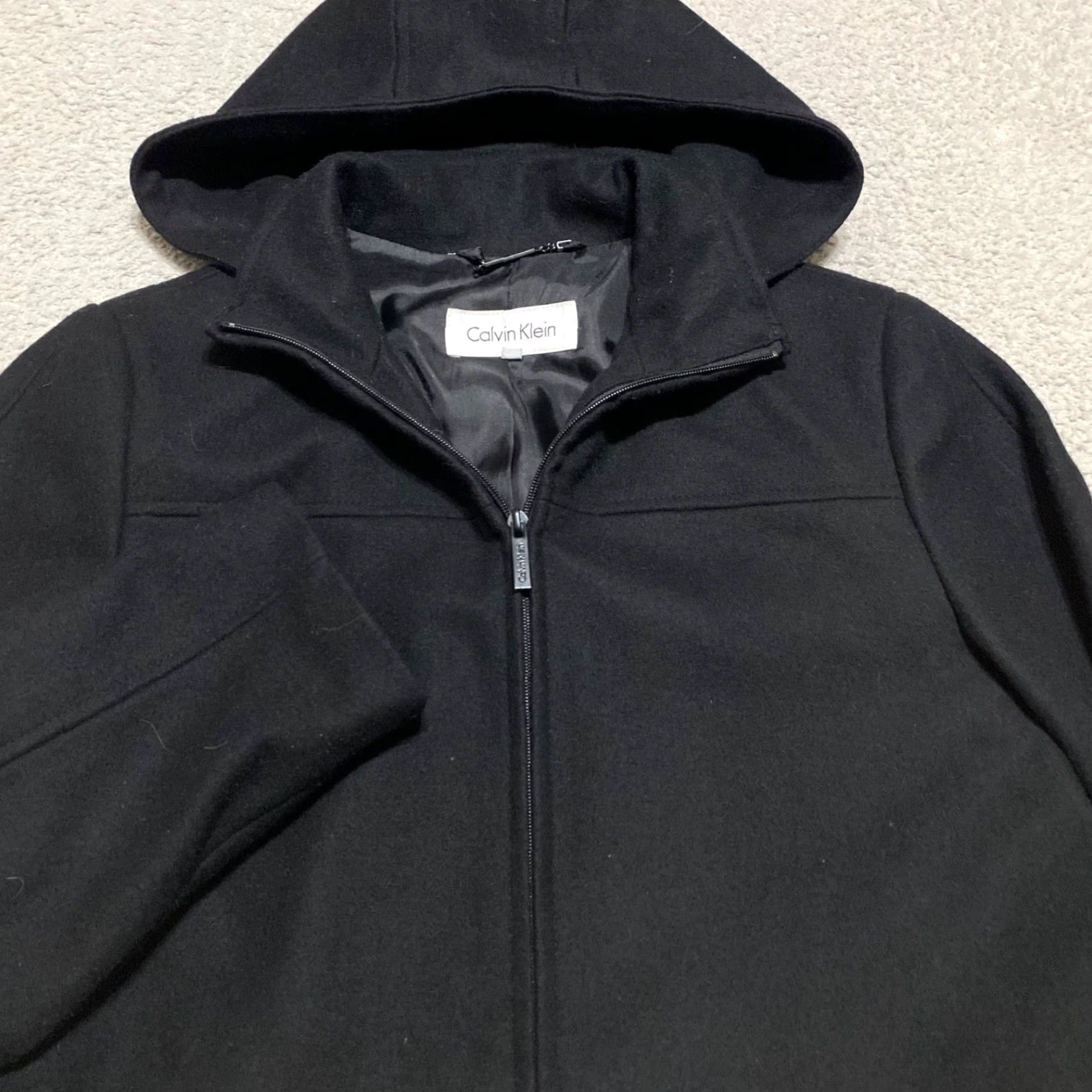 Calvin Klein Calvin Klein Coat Wool Blend Black Full Zip Hooded Womens Size 4 Long Sleeve Solid Front Zip Logo Vintage No 2000s Shirt? Size S / US 4 / IT 40 - 4 Thumbnail