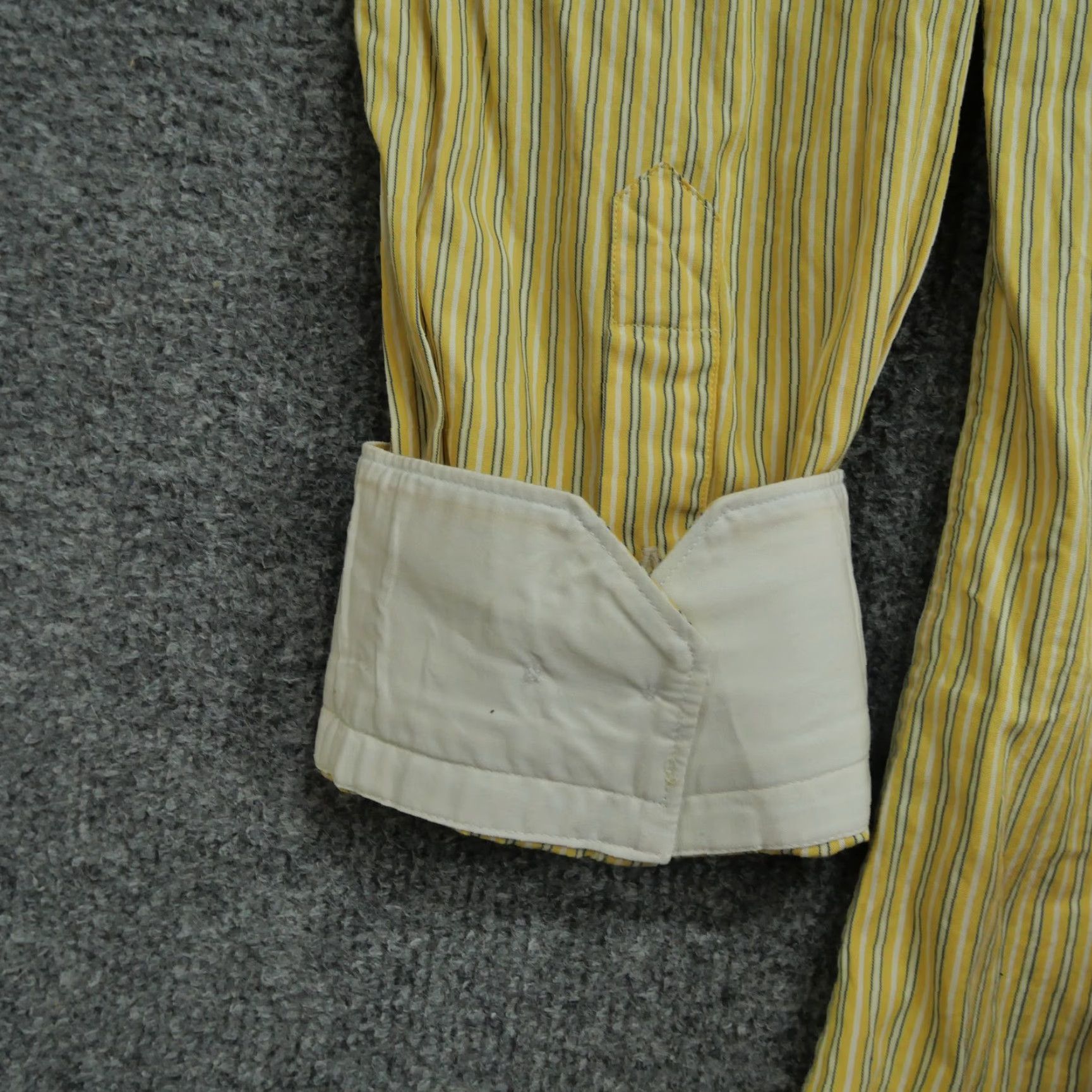 Vintage Stone Rose Shirt Mens XL Yellow Striped Contrast Collar Dress Button Up Size 46R - 3 Thumbnail