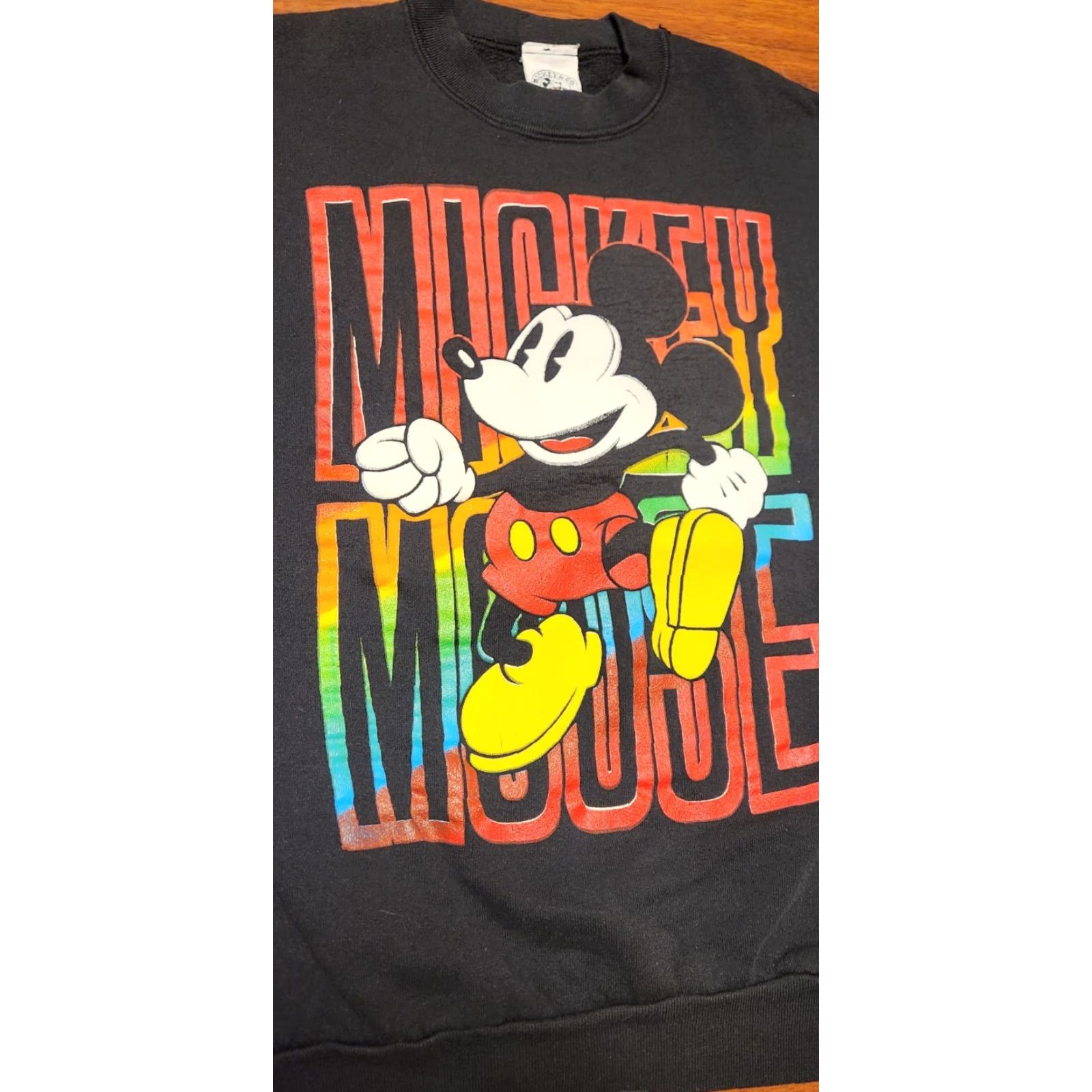Mickey & Co. Mickey Mouse & Co Sweatshirt M Medium Black Rainbow Mickey Vintage 90s Disney Sweater Size US M / EU 48-50 / 2 - 6 Thumbnail