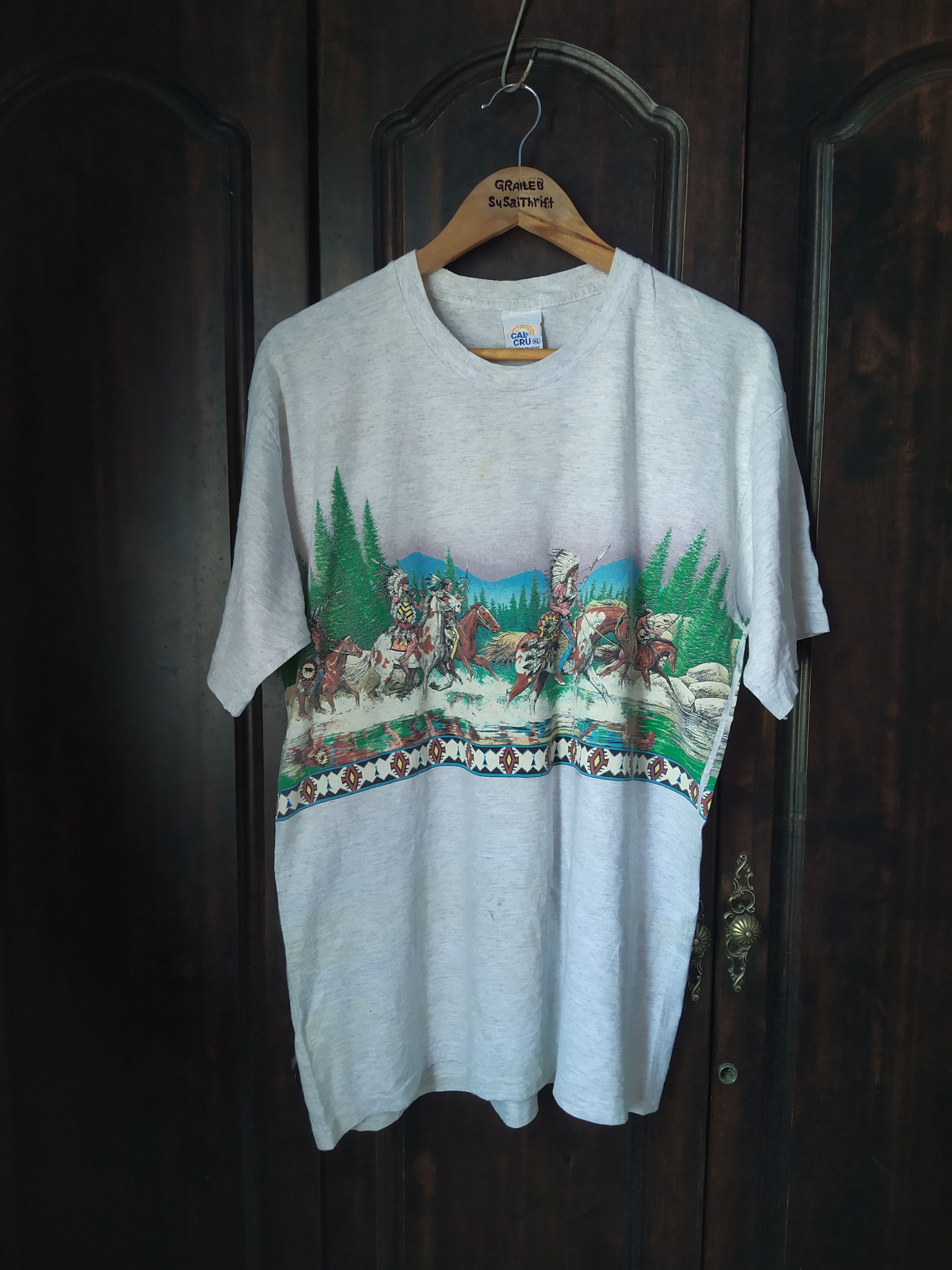 Vintage Vintage 91’ Habitat Native American Art All Over Print Tee Size US XL / EU 56 / 4 - 1 Thumbnail