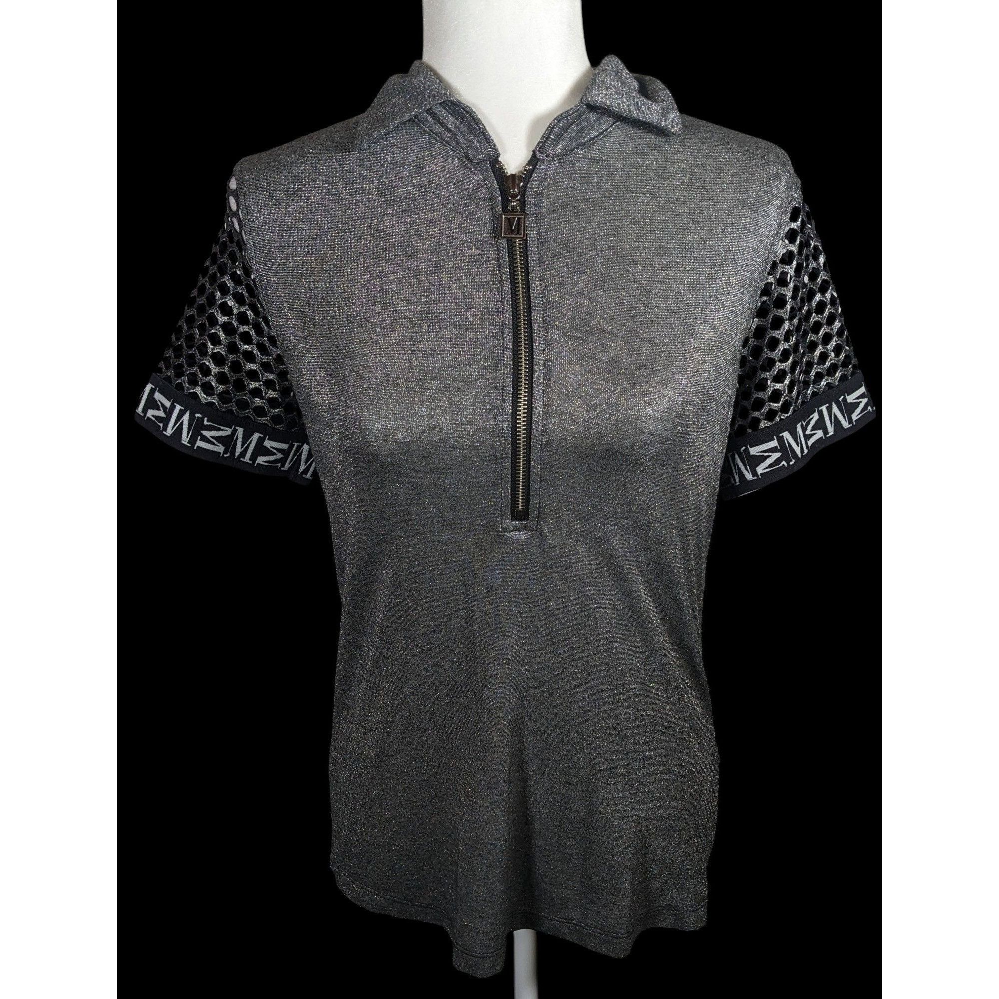 Other Motherputter Metallic Black And Silver Mesh Sleeve Golf Shir Size S / US 4 / IT 40 - 1 Thumbnail