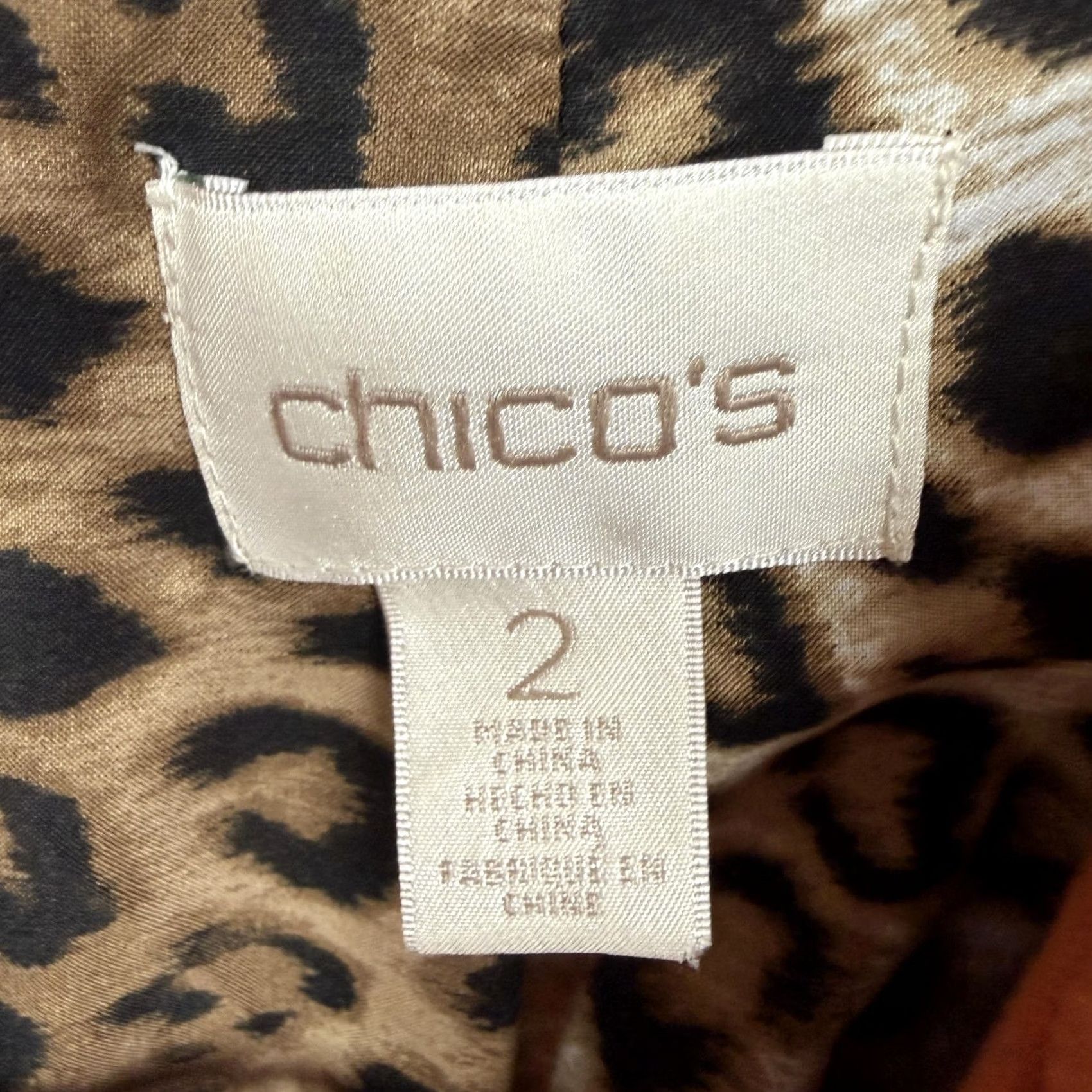 Vintage Chico's Jacket size 2 Orange Leopard Lined 3/4 Sleeve Single-Breasted Button Office Casual Womens Vintage No Size XS / US 0-2 / IT 36-38 - 5 Thumbnail