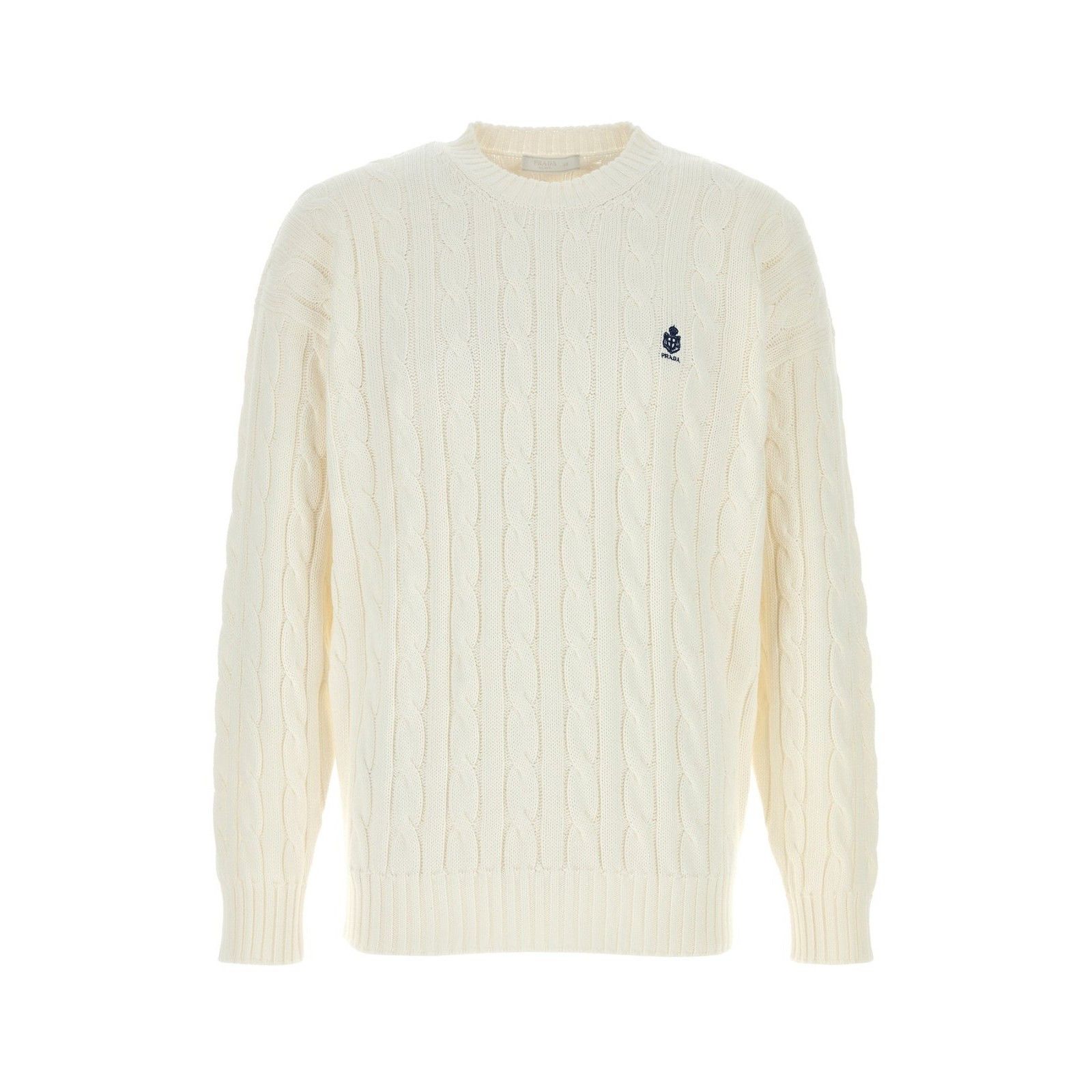 Prada PRADA White cotton Sweater New & Authentic (Men's size:L;) Size US L / EU 52-54 / 3 - 1 Preview