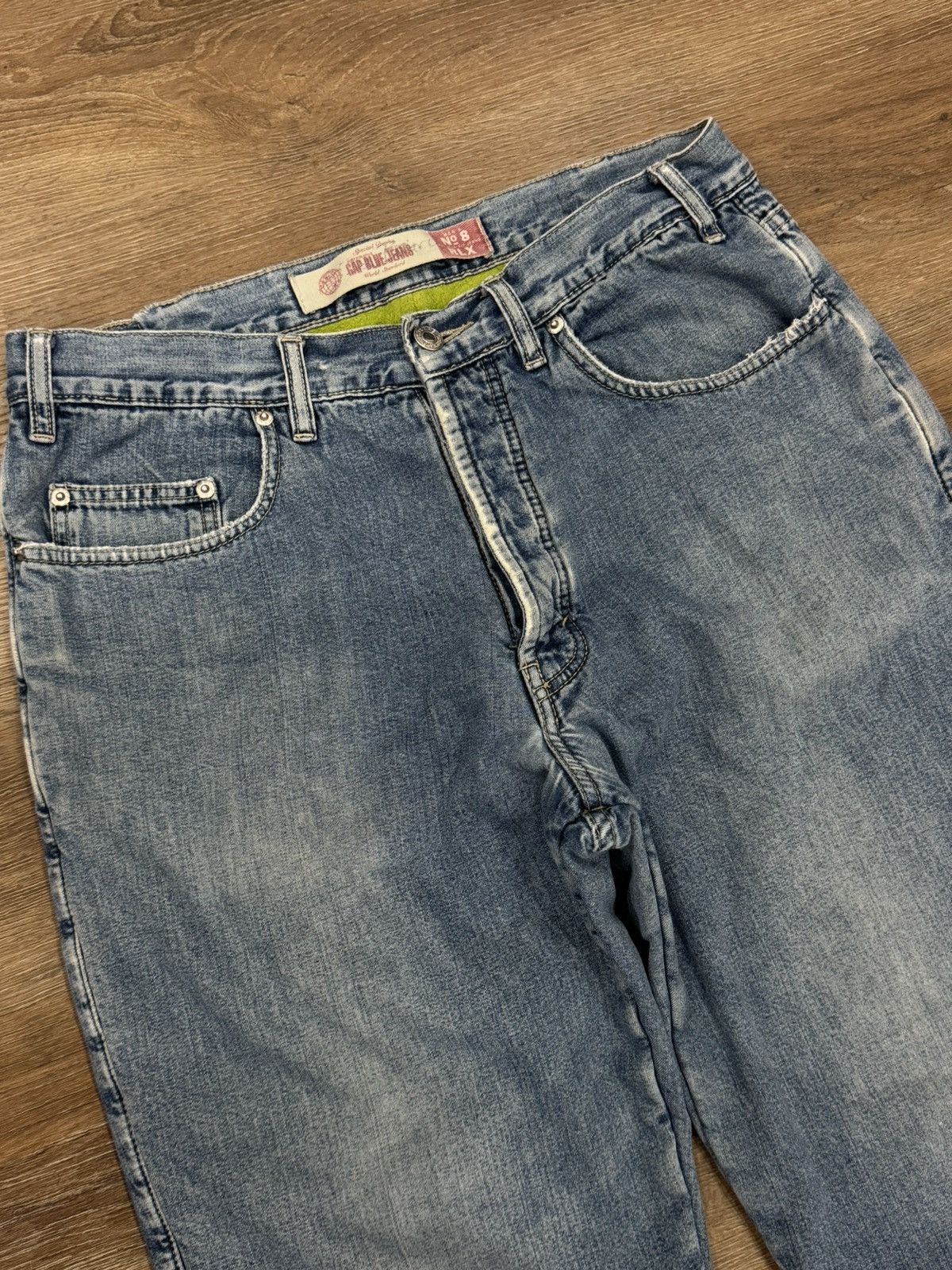 Gap Vintage 90s Gap Blue Jeans Fleece Lined Neon Green No 8 RLX Size US 33 - 6 Thumbnail