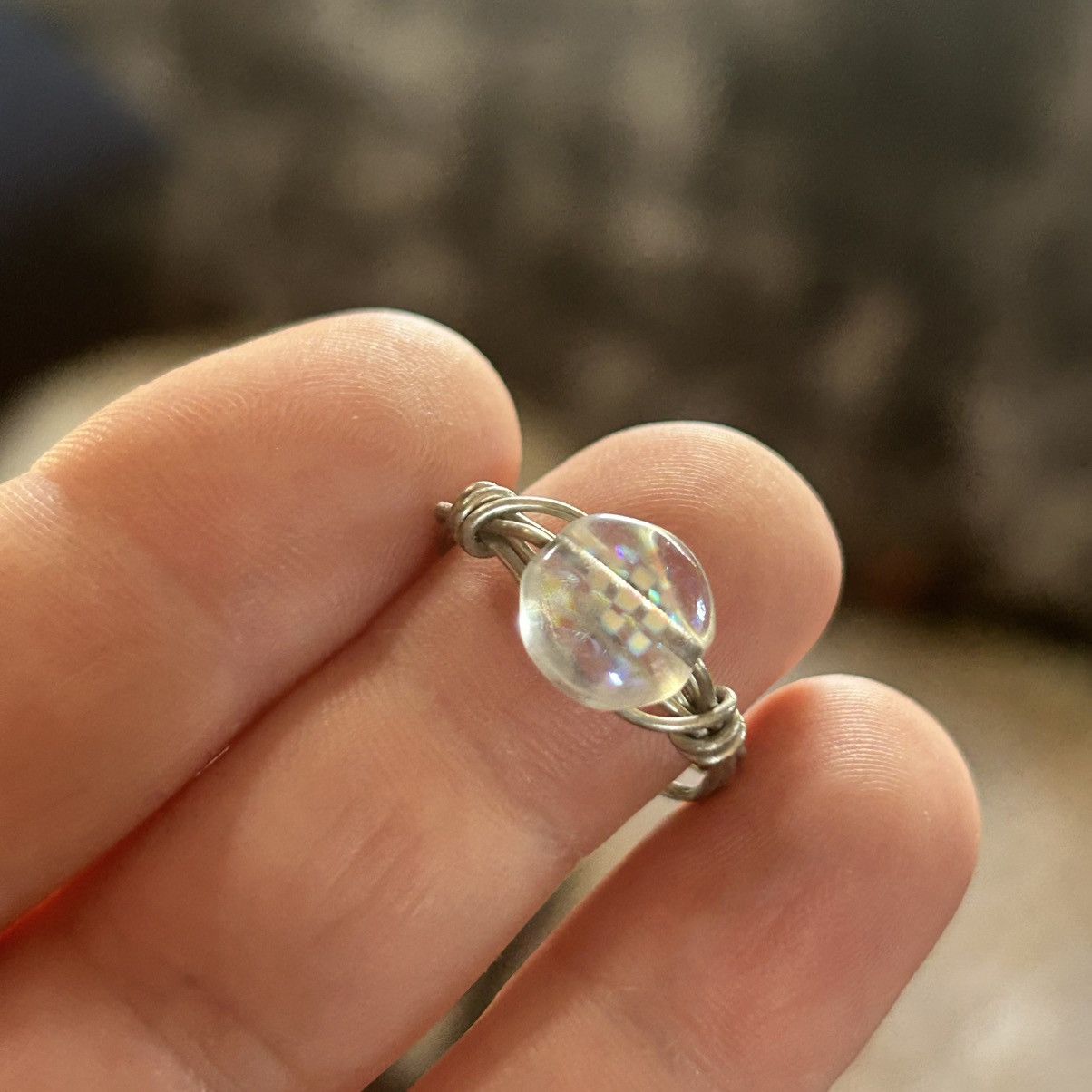 Other Hand crafted silver wire glass stone ring 8 Size ONE SIZE - 7 Thumbnail