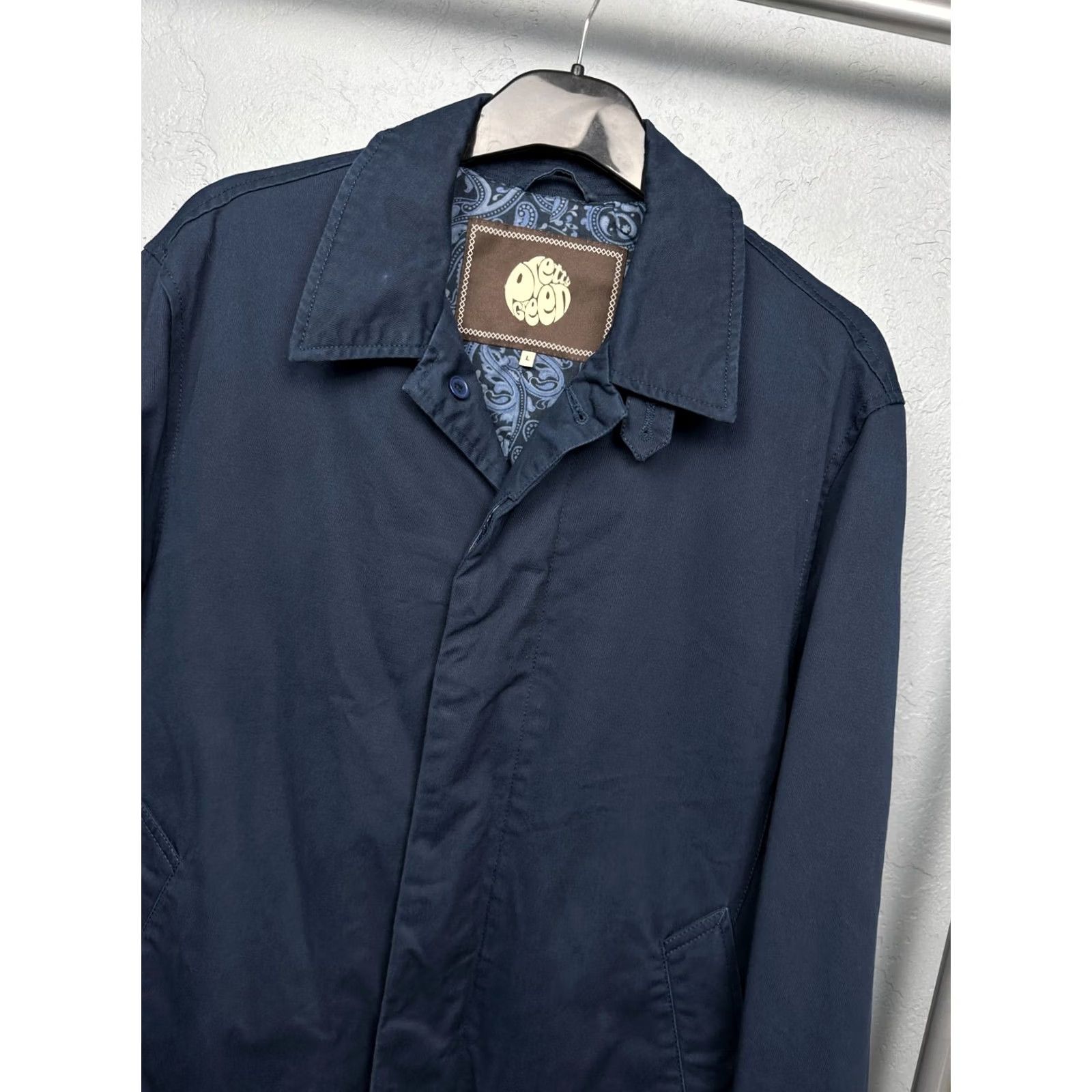 Pretty Green Pretty Green Mens Trench Coat Jacket L Blue Cotton Solid Button Jacket Mens Trench Coat - 90s? Size US L / EU 52-54 / 3 - 2 Thumbnail