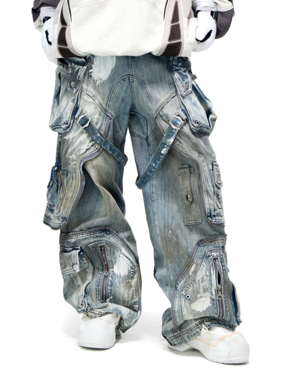 Other PERSONSOUL WHITE STAIN GRAFFITI CARGO PANTS Size US 32 / EU 48 - 4 Thumbnail