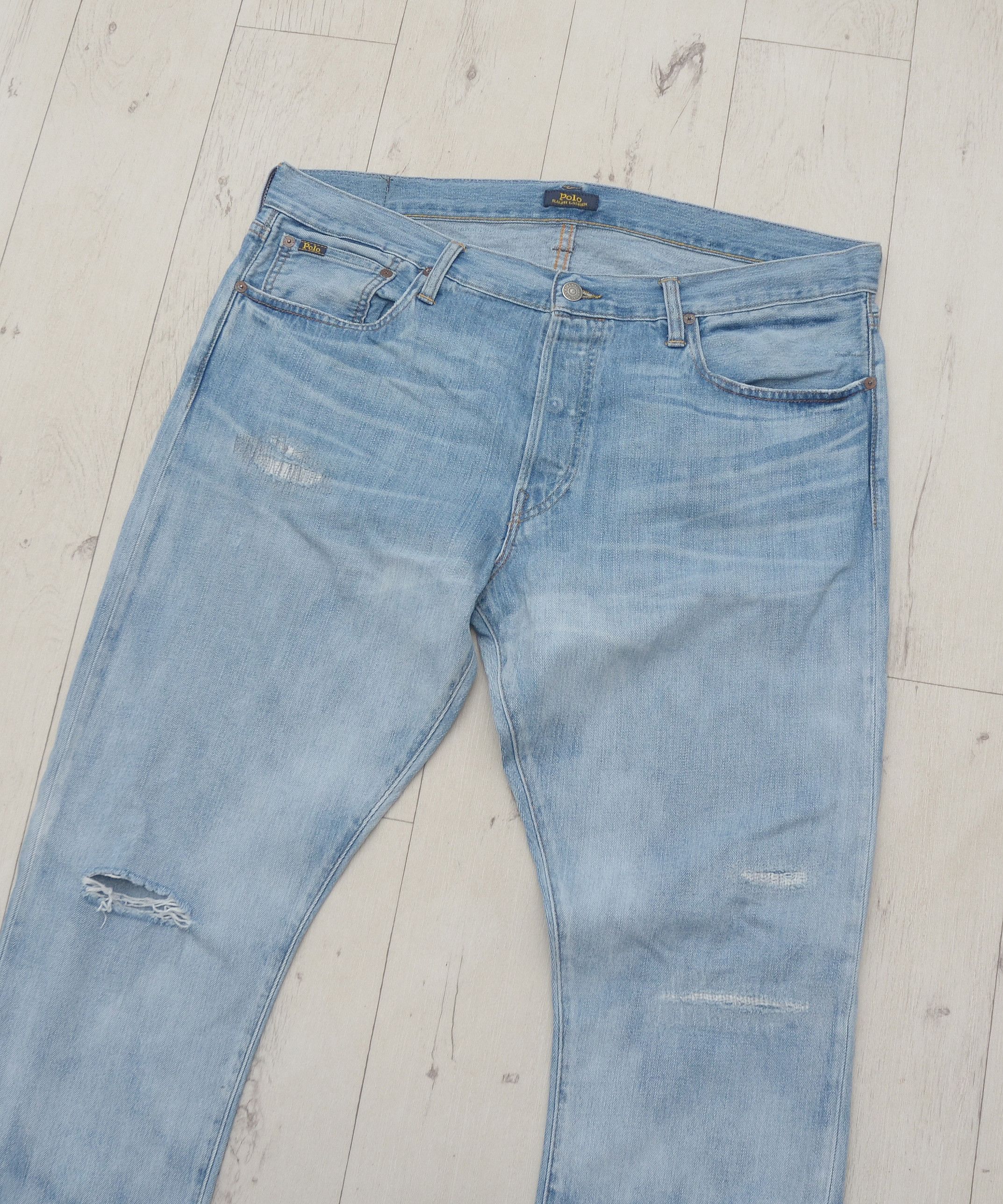 Polo Ralph Lauren × Ralph Lauren Polo Ralph Lauren Slim Distressed Wash Denim Jeans W36 L32 Size US 36 / EU 52 - 3 Thumbnail