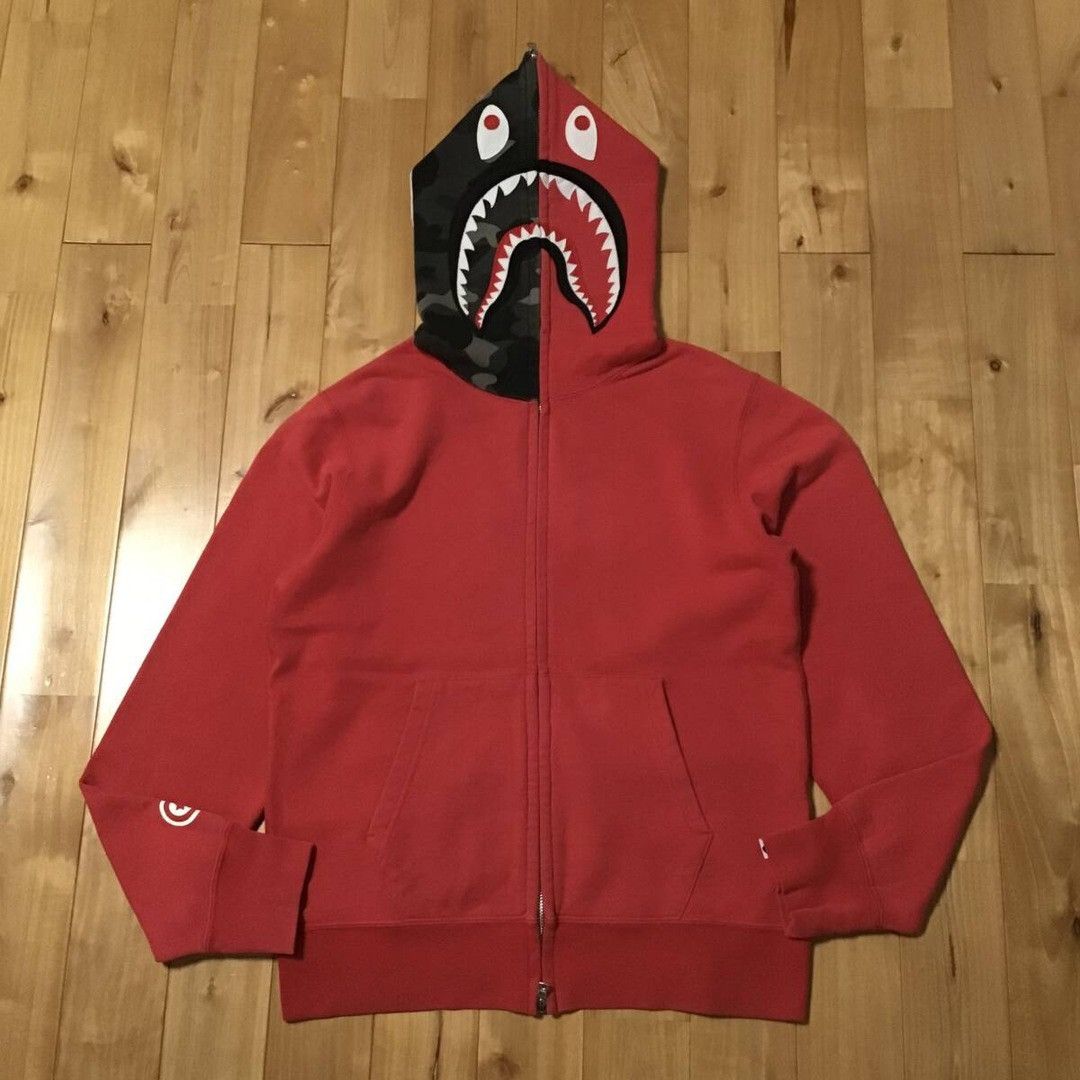 Bape BAPE Shark full zip hoodie black camo x red a bathing ape Size US M / EU 48-50 / 2 - 2 Thumbnail
