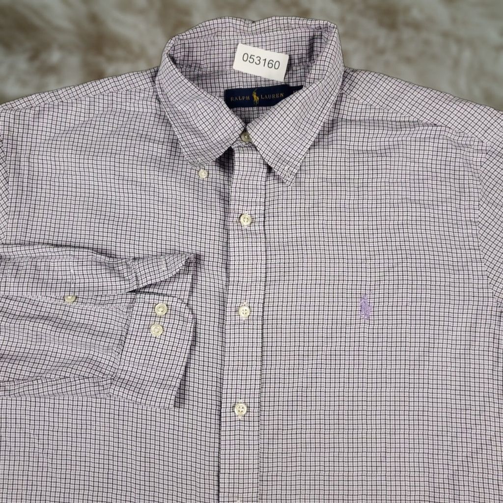 Ralph Lauren Ralph Lauren Shirt Mens 17 Purple Plaid Dress Button-Down Long Sleeve Casual Workwear 1990s Mens Size 46R - 1 Thumbnail