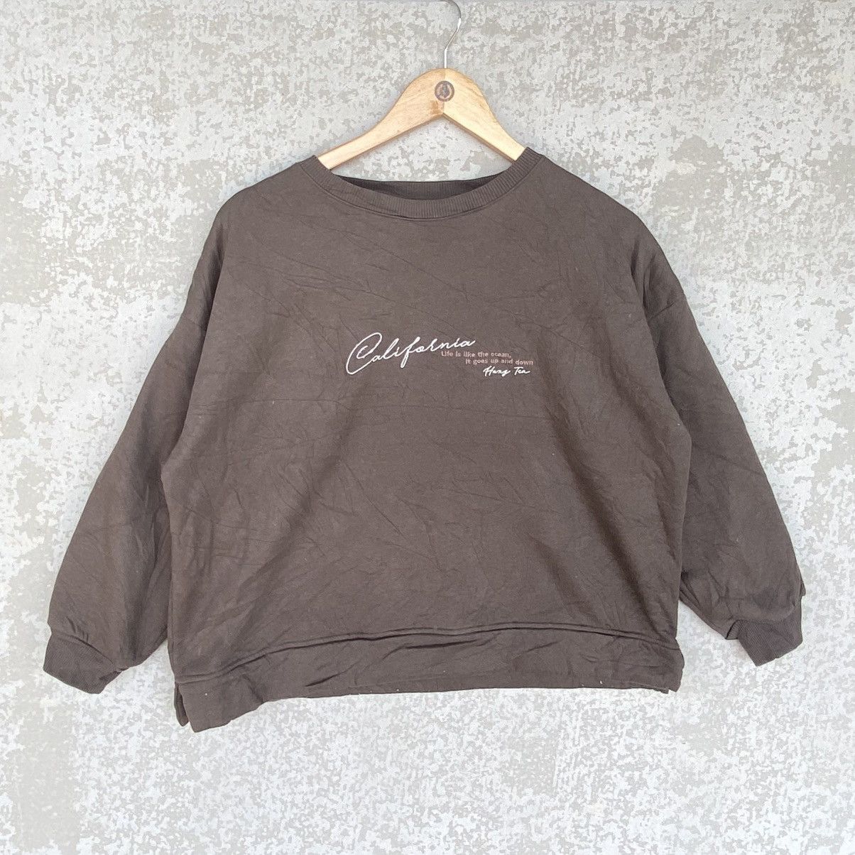 Vintage Hang Ten Printed Crewneck Sweatshirt Brown Size M