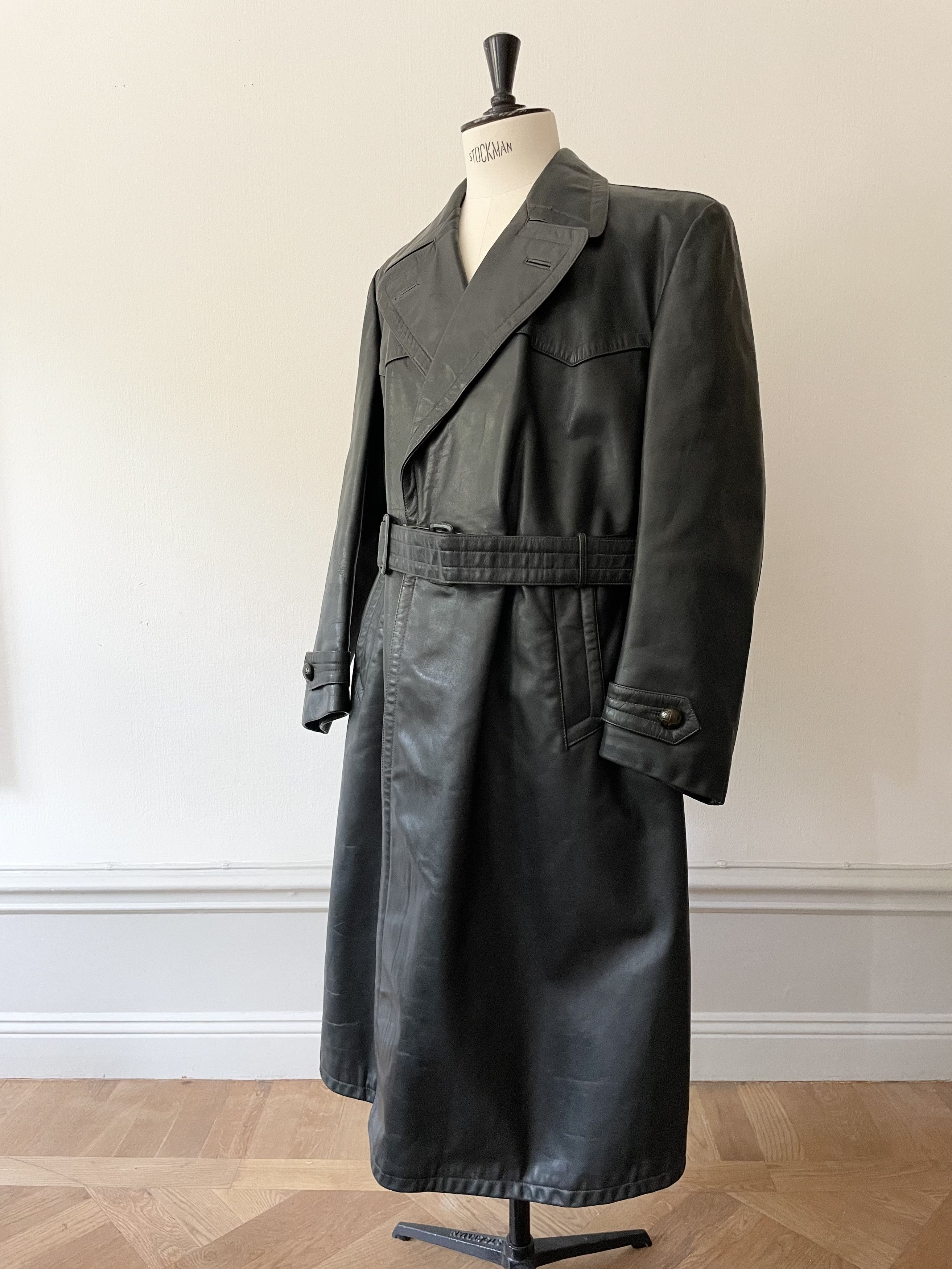 Vintage 1930's German Police Officer Leather Coat - Large Size US L / EU 52-54 / 3 - 1 Thumbnail