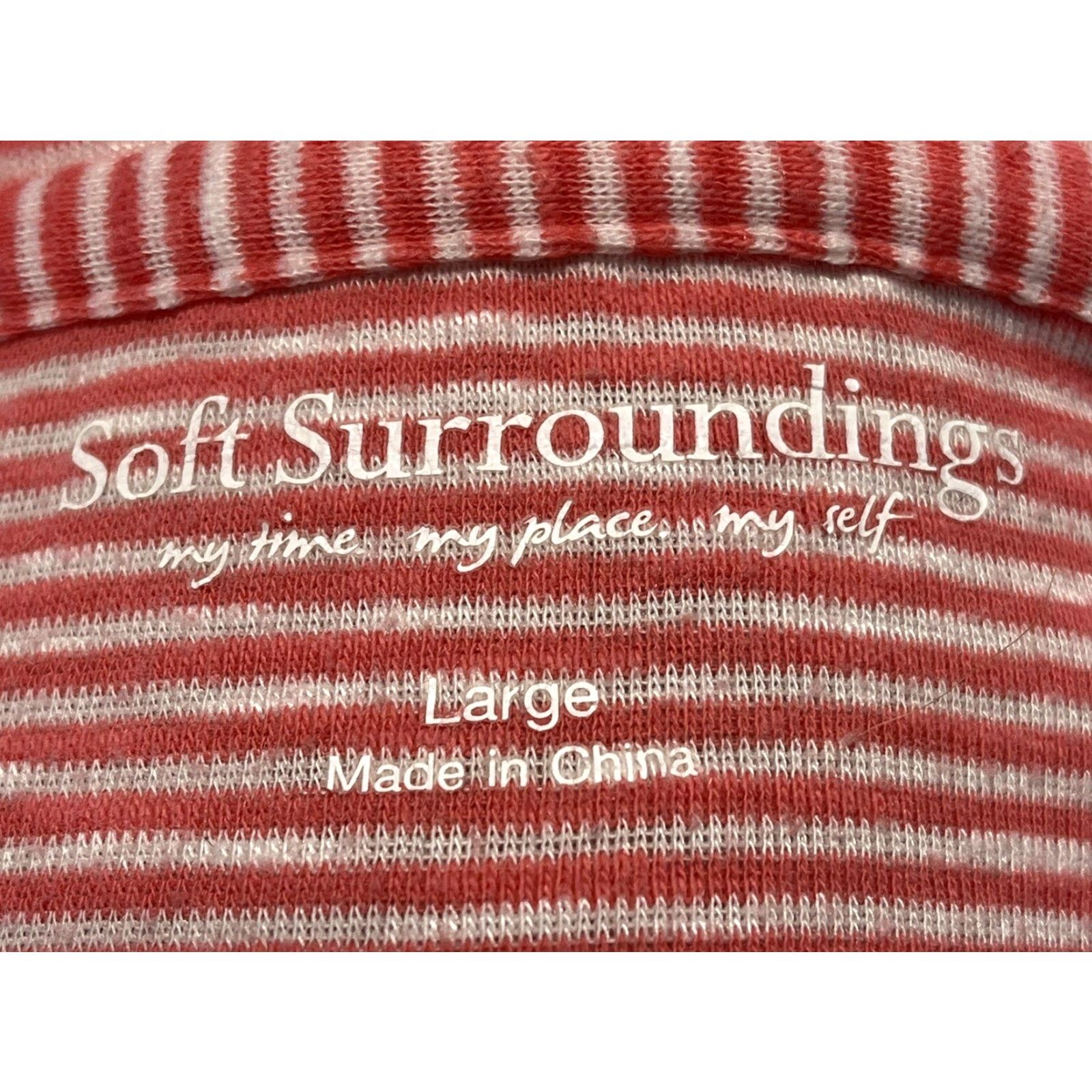 Soft Surroundings SOFT SURROUNDINGS Striped Tunic Ruffle Detail Long Sleeve T-Shirt Coral Pink Multicolor Adult Large Womens Size L / US 10 / IT 46 - 6 Thumbnail