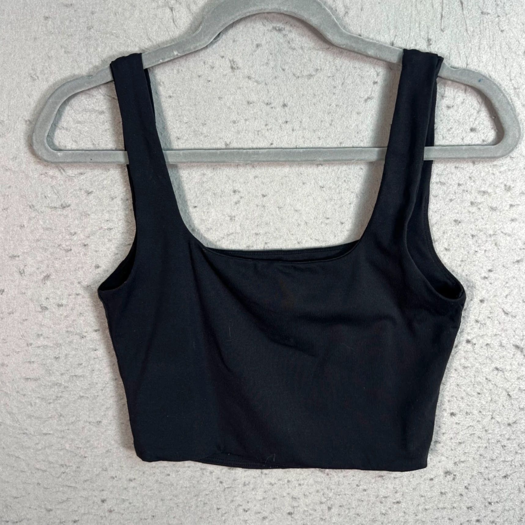 Vintage Babaton Tank Top Women's Cropped Square Neck Nylon Spandex, Black, Size M, Stretch, Casual, Summer/Spring, Adult Women, Regular Fit Size M / US 6-8 / IT 42-44 - 2 Thumbnail