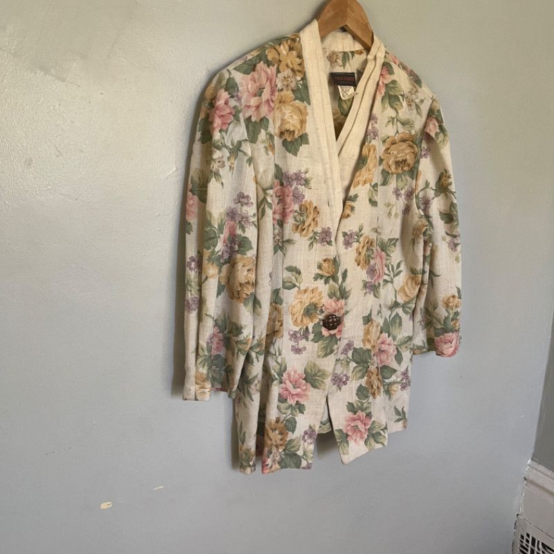 Designer Tina Barrie Floral Vintage Blazer Size M / US 6-8 / IT 42-44 - 1 Thumbnail