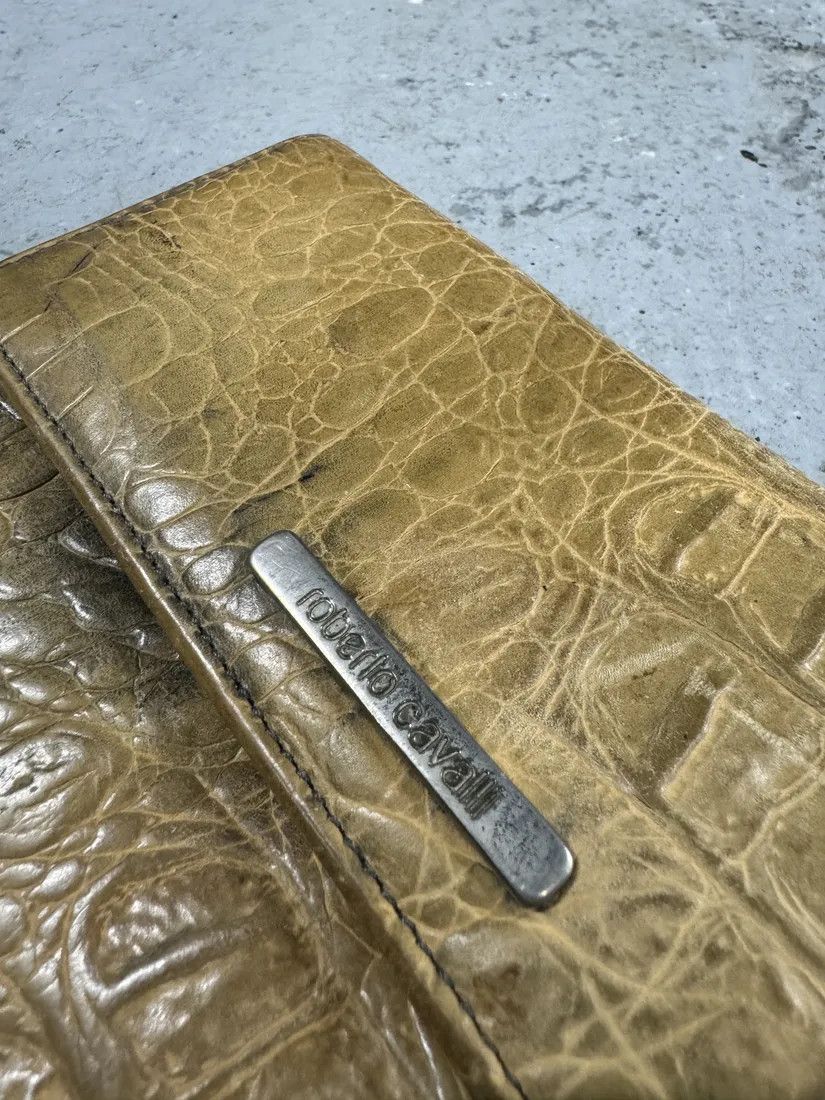 Roberto Cavalli × Vintage AW2000 Roberto Cavalli Embossed Crocodile Leather Effect Gold Wallet Size ONE SIZE - 6 Thumbnail