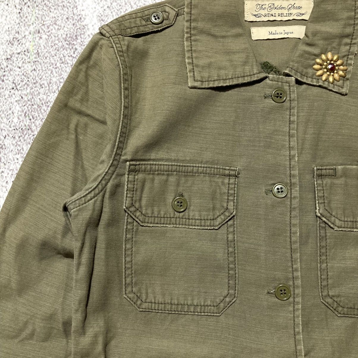 Japanese Brand 🇯🇵 Remi Relief Japan Workshirt Double Pocket Military Green Size US XS / EU 42 / 0 - 11 Thumbnail