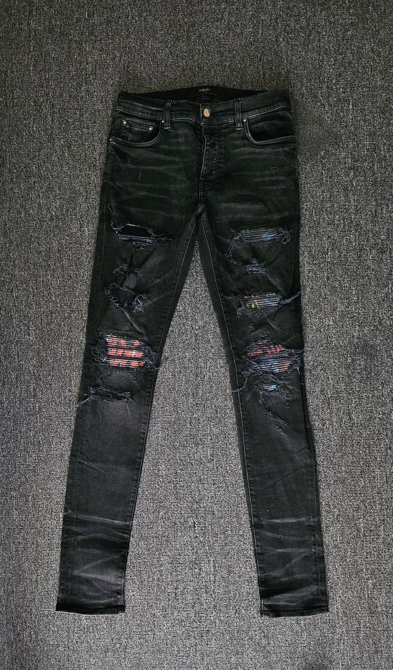 Amiri Amiri MX1 Distressed Black Jeans - dmc Size US 30 / EU 46 - 1 Thumbnail