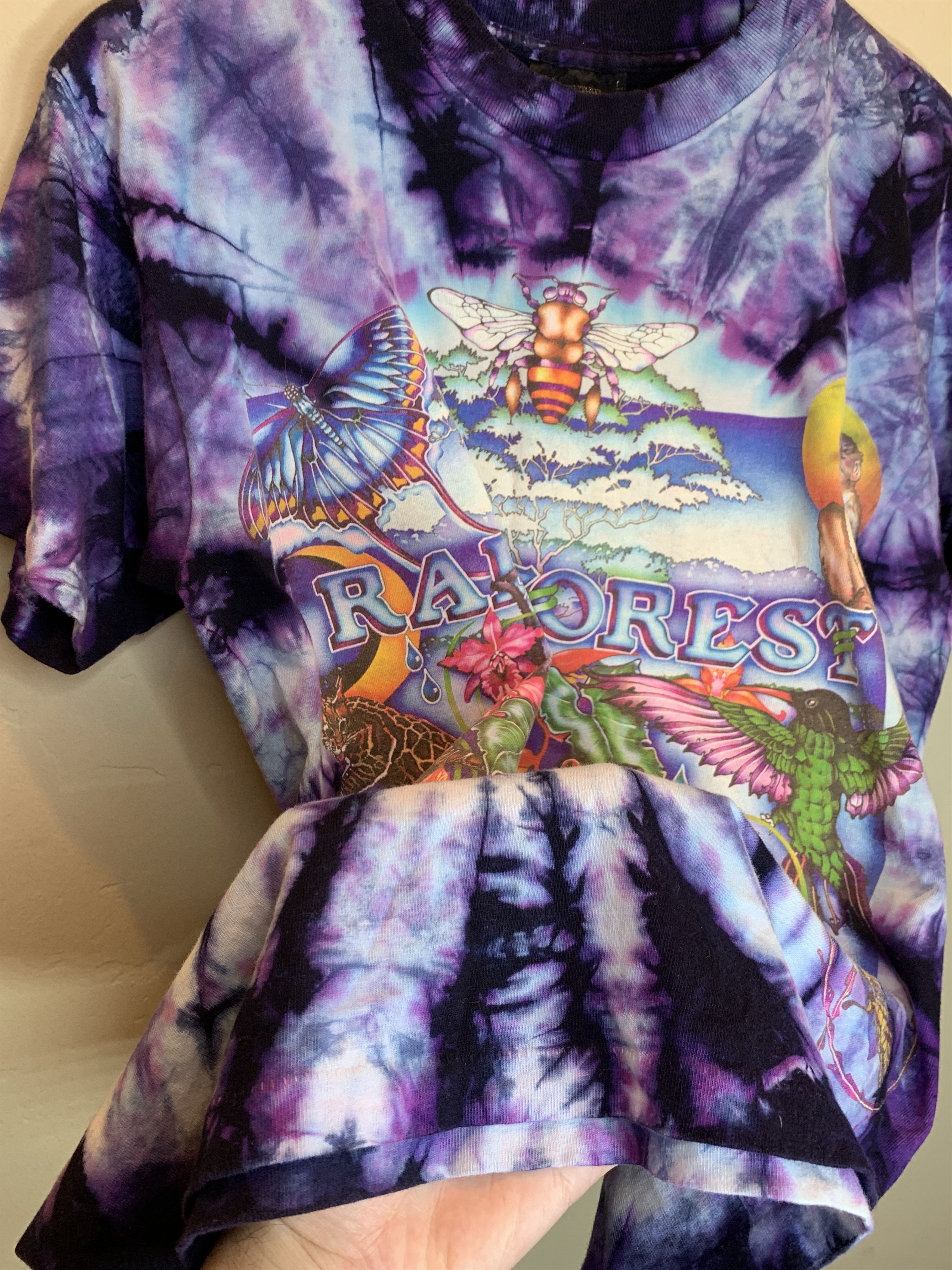Vintage *RARE* Vintage Rainforest Nature Single Stitch Tie Dye Shirt Size US L / EU 52-54 / 3 - 6 Thumbnail