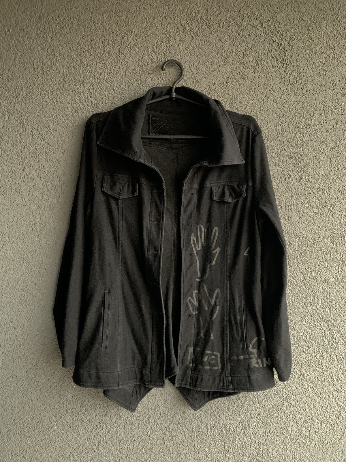 Image of Avant Garde x Black Label Rundholz Avant Gard Denim Jacket Pullover in Black, Men's (Size Small)