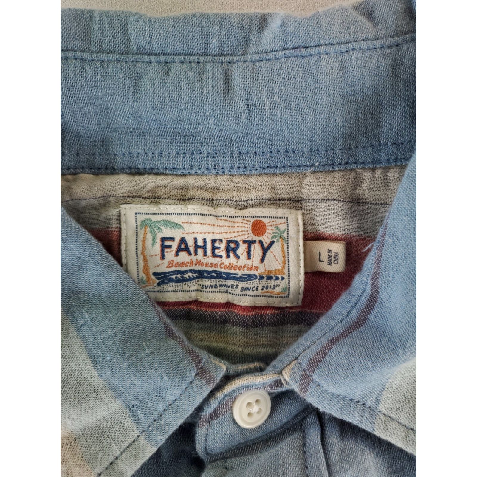 Faherty Faherty Flannel Button Up Shirt Striped Long Sleeve Mens L Multicolor Blue Pink White Shirt Mens L Size US L / EU 52-54 / 3 - 2 Thumbnail