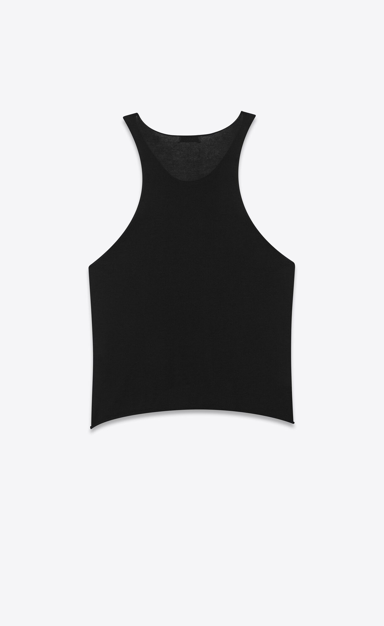 Saint Laurent Paris o1s1wg110625 620813 Sheer Tank Top in Fine Cashmere in Black Size S / US 4 / IT 40 - 2 Thumbnail