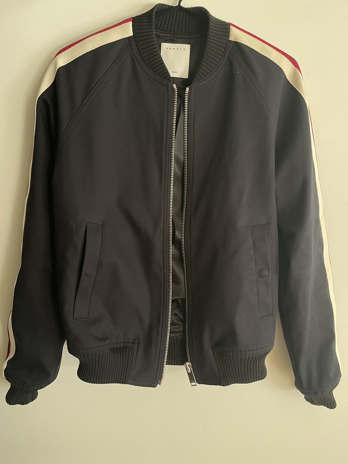 image of Sandro Bomber Jacket in Navy, Men's (Size Small)